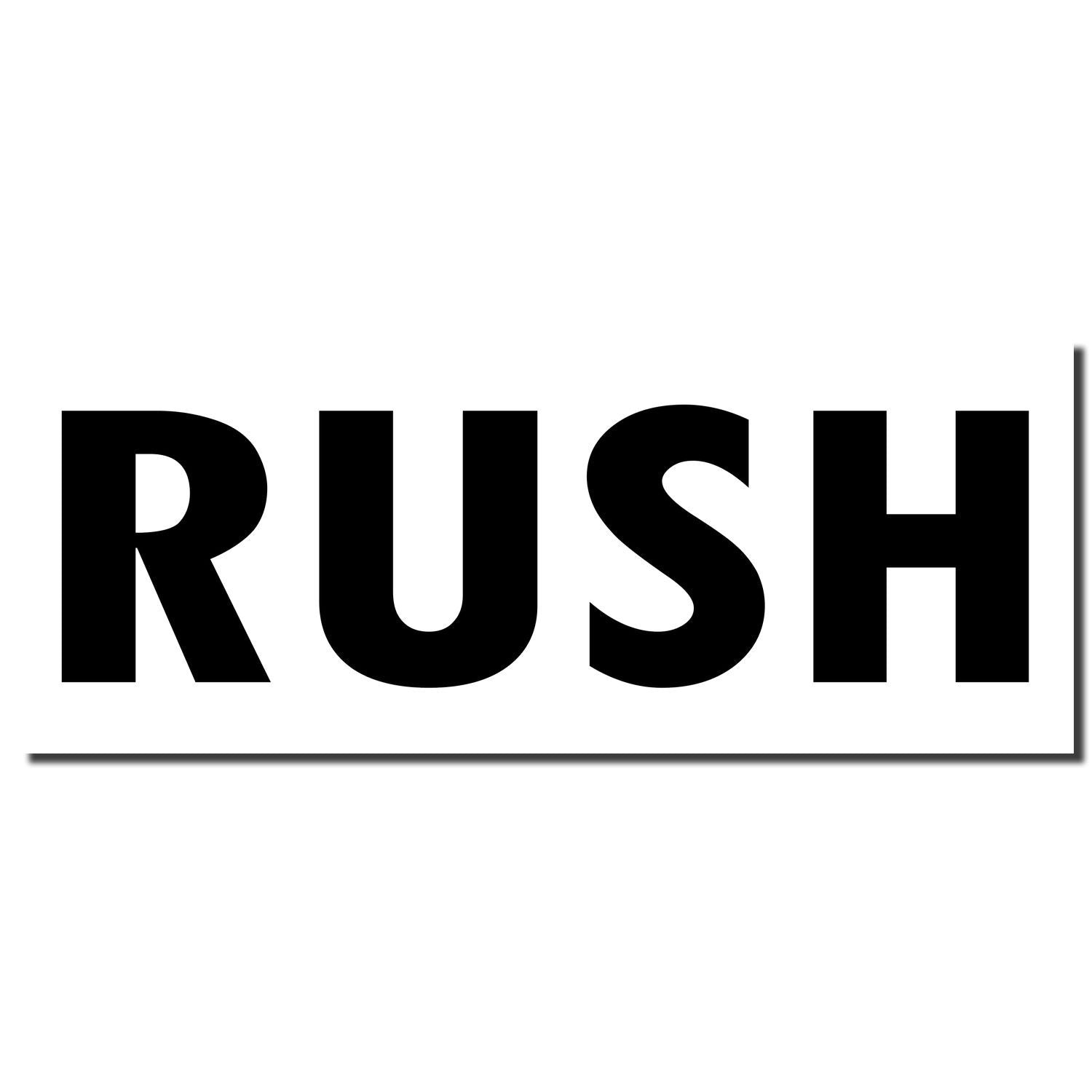 Bold black RUSH text on a white background, minimalist typography design.