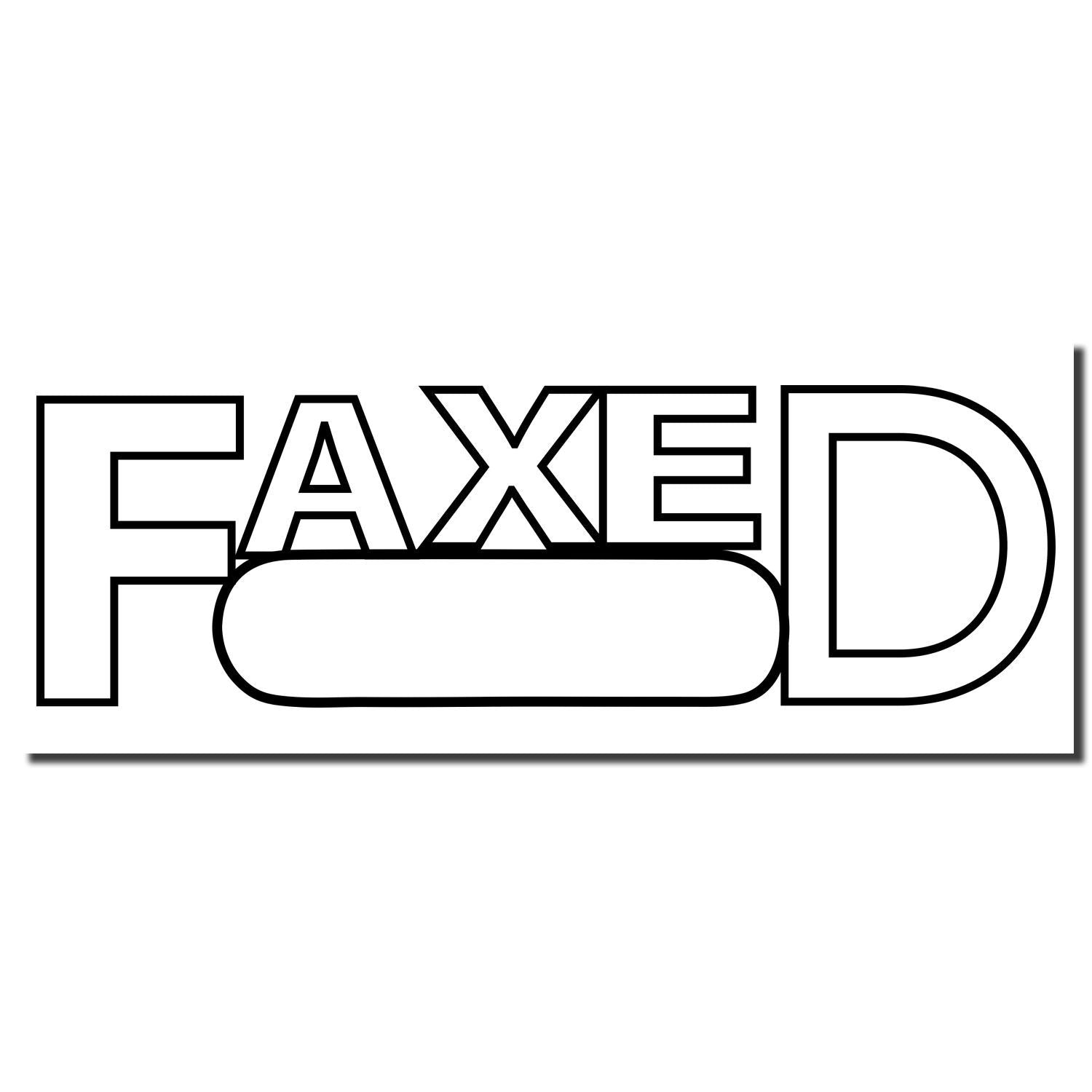 Bold FAXED graphic logo with black outline letters and rounded status oval, used to indicate fax sent confirmation.