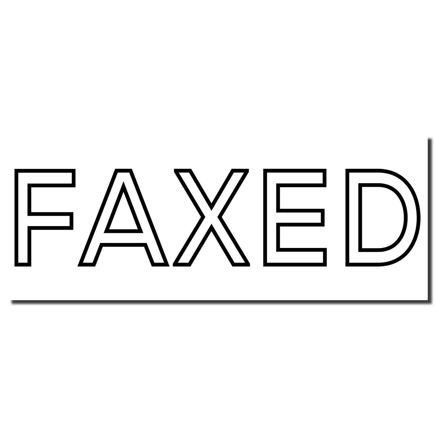 Bold outlined FAXED text in black on a white background.