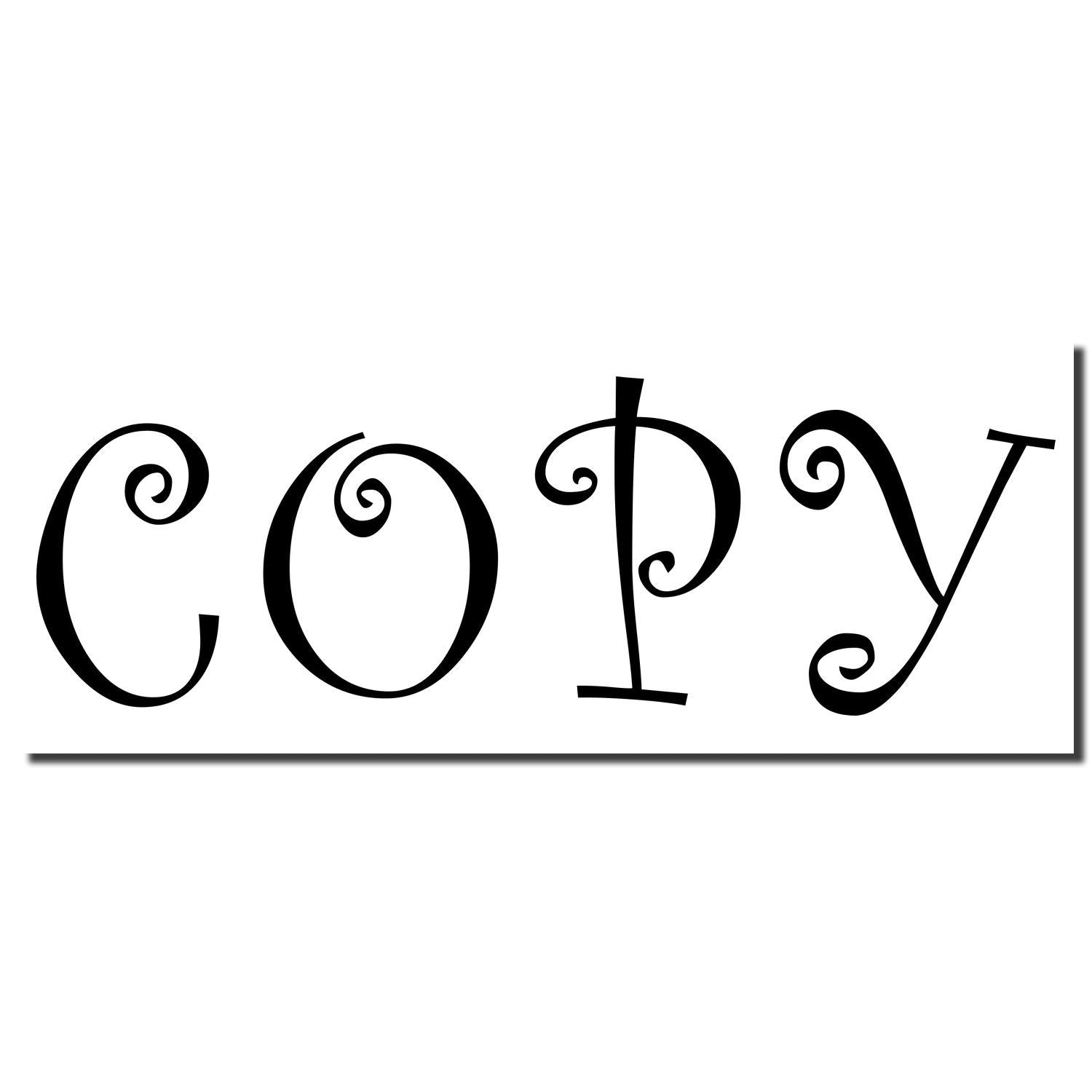 Stylized Copy wordmark in black decorative lettering on a white background, branding for copying or document services.