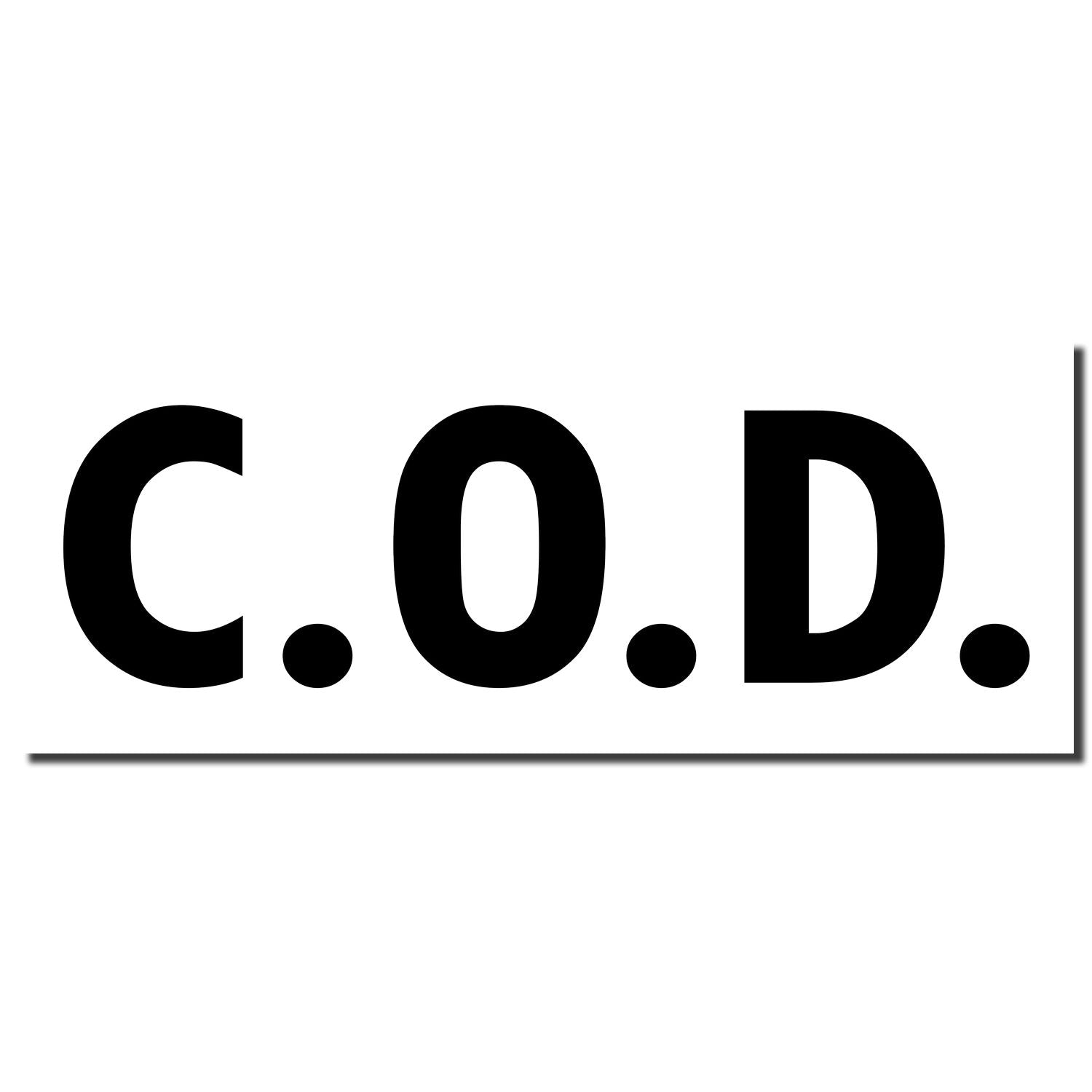 C.O.D. payment method sign with large black letters on white background, indicating cash on delivery acceptance for shipping and online orders.