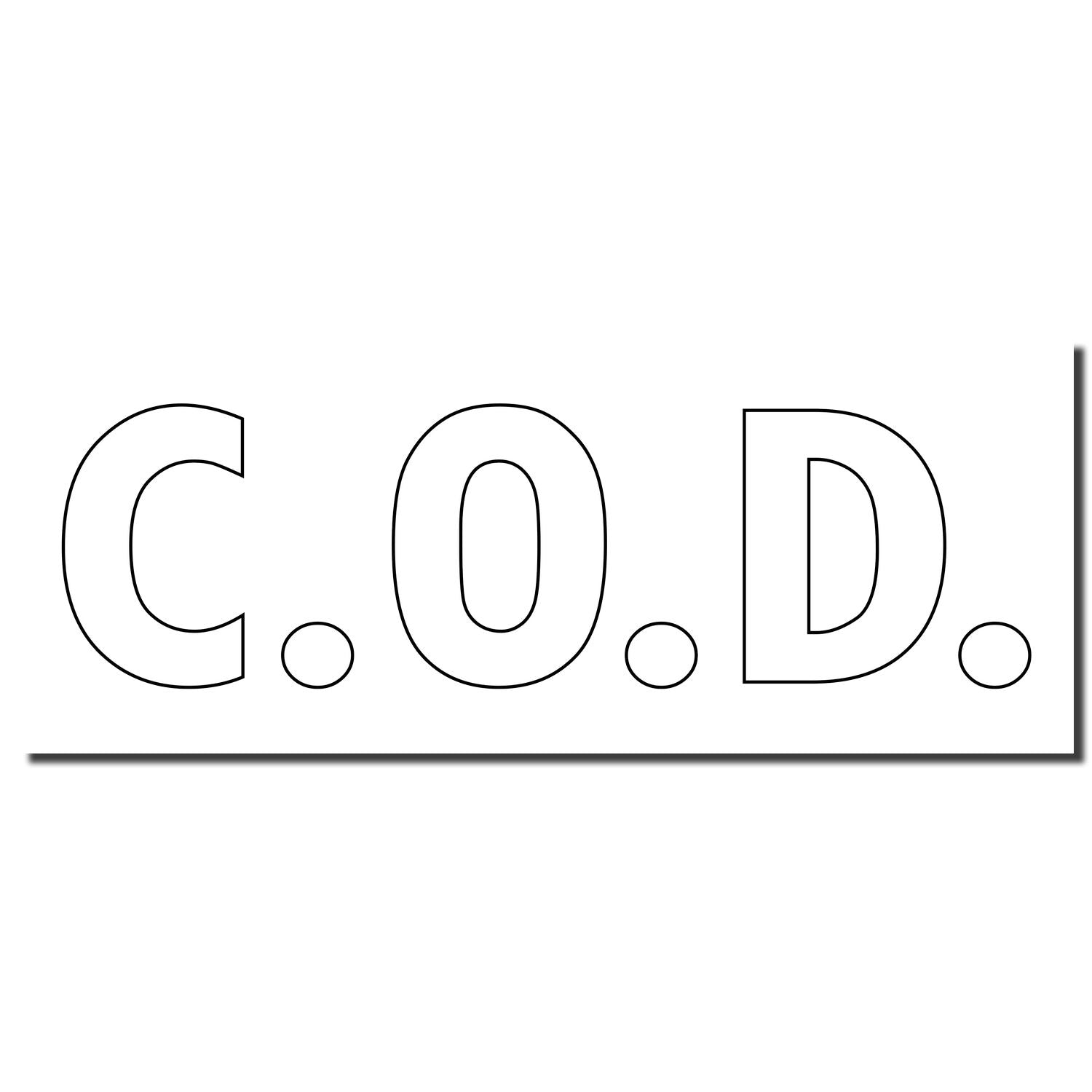 COD lettering in bold outline font with punctuation dots, typographic graphic for branding, logo, and design.