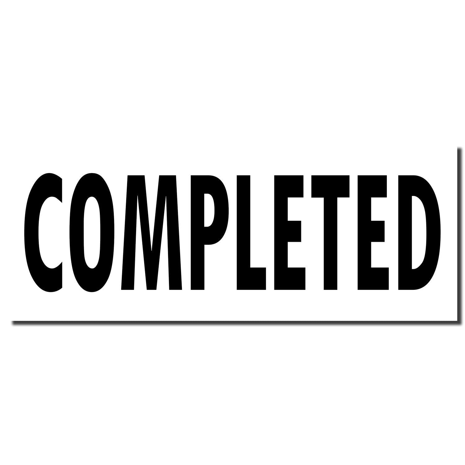 Black COMPLETED typography on white background, indicating a finished task or completed order status.