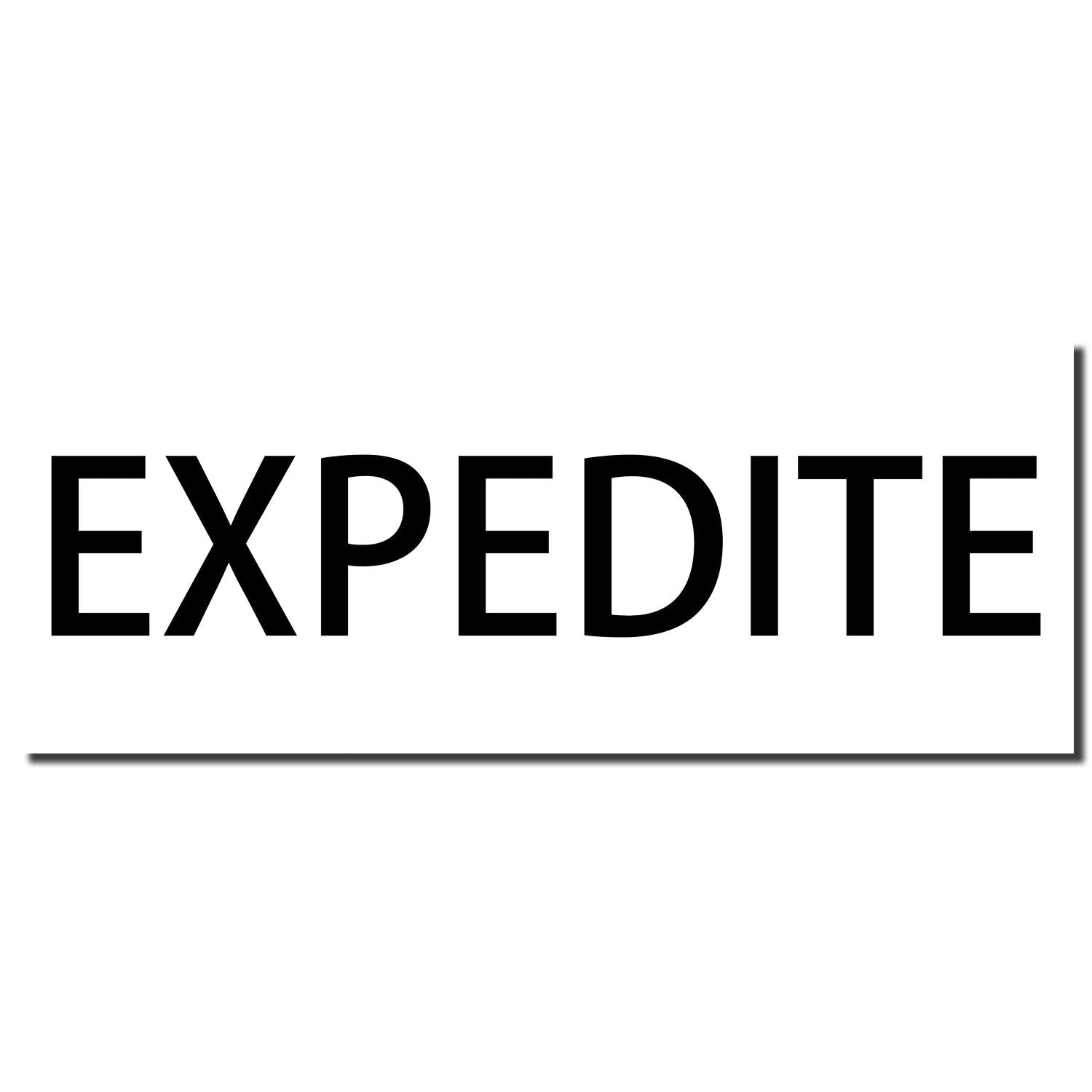 EXPEDITE bold text logo on white background, indicating fast shipping or priority delivery service.