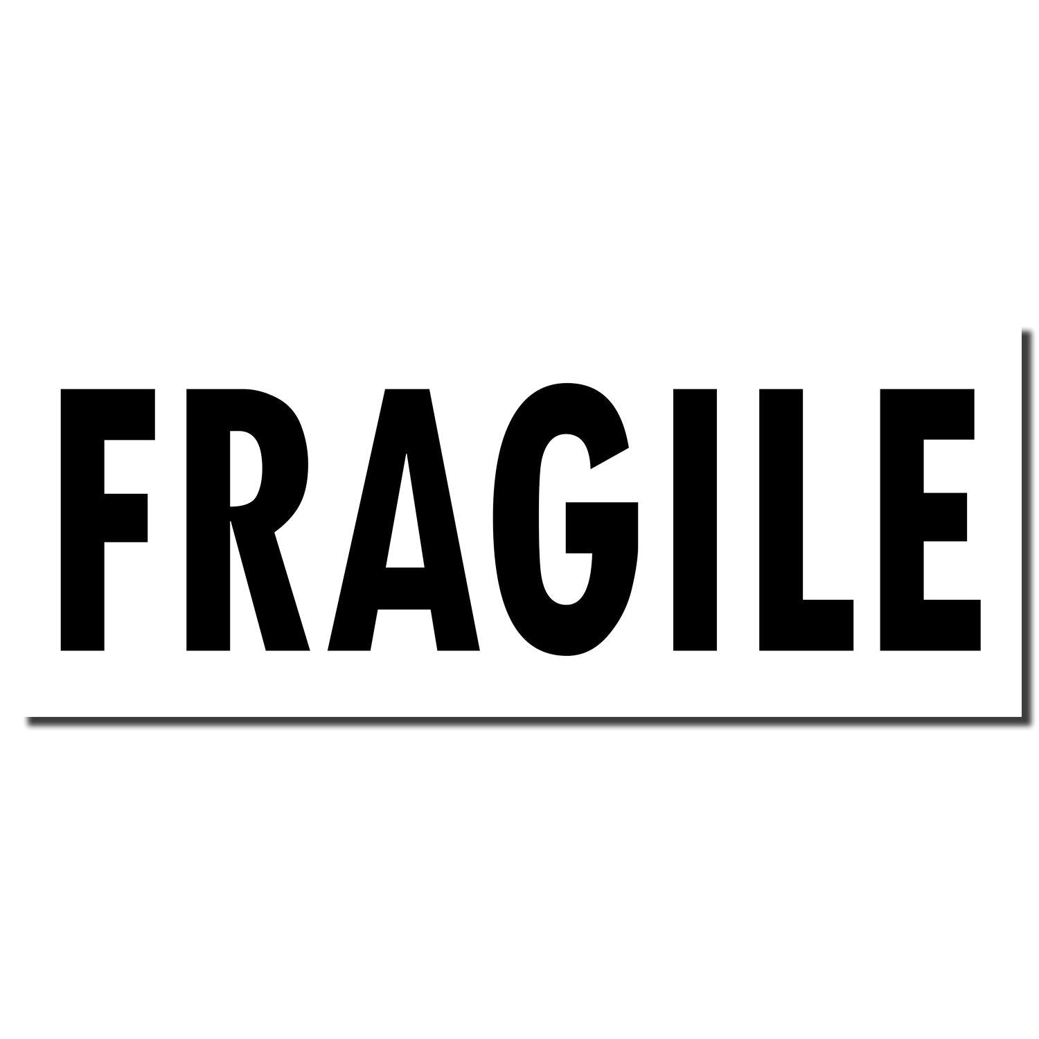 Fragile shipping label with bold black FRAGILE lettering on white background, warning packages are handle with care during delivery.