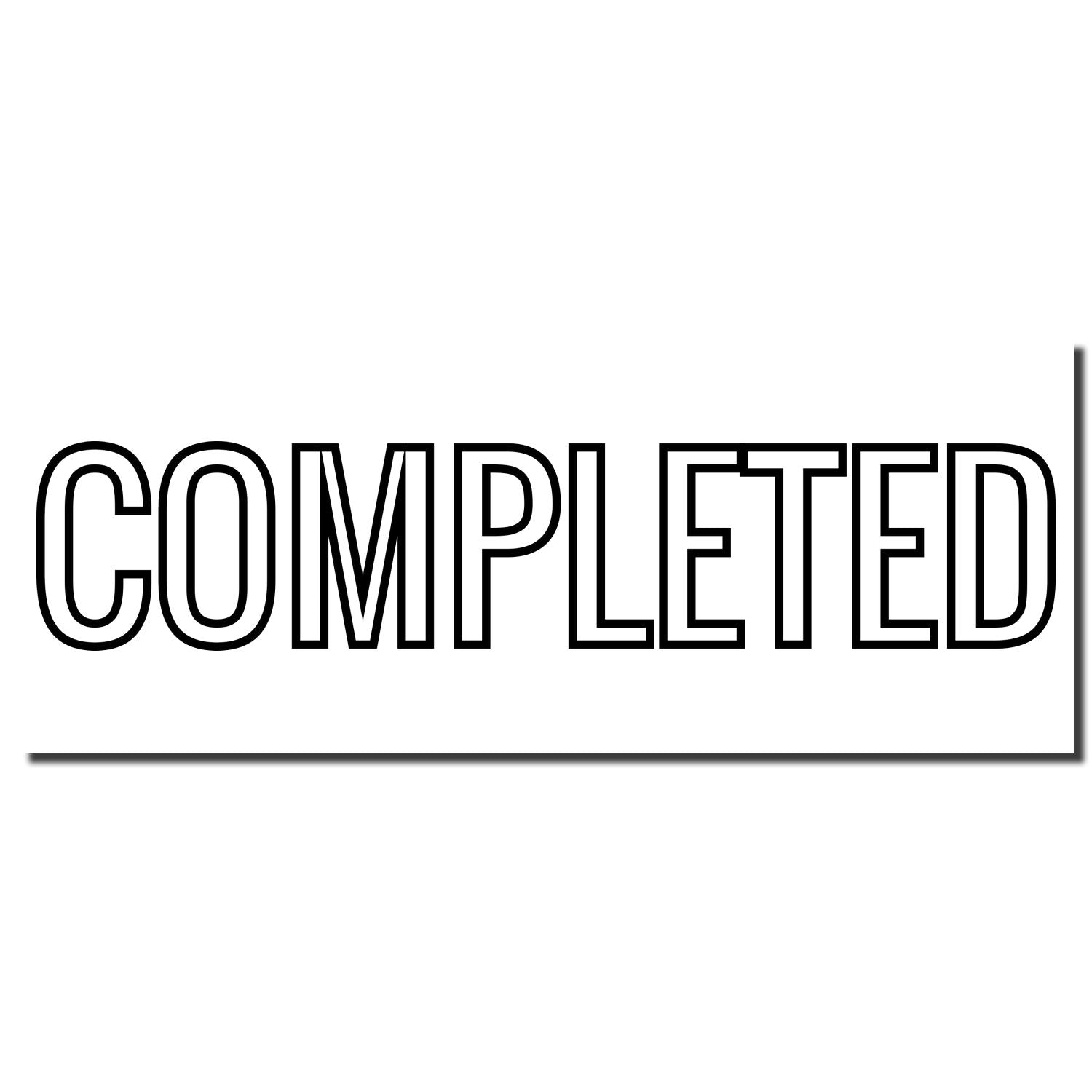 COMPLETED label with bold stencil text on white background, indicating task completion or order status confirmation for packaging.