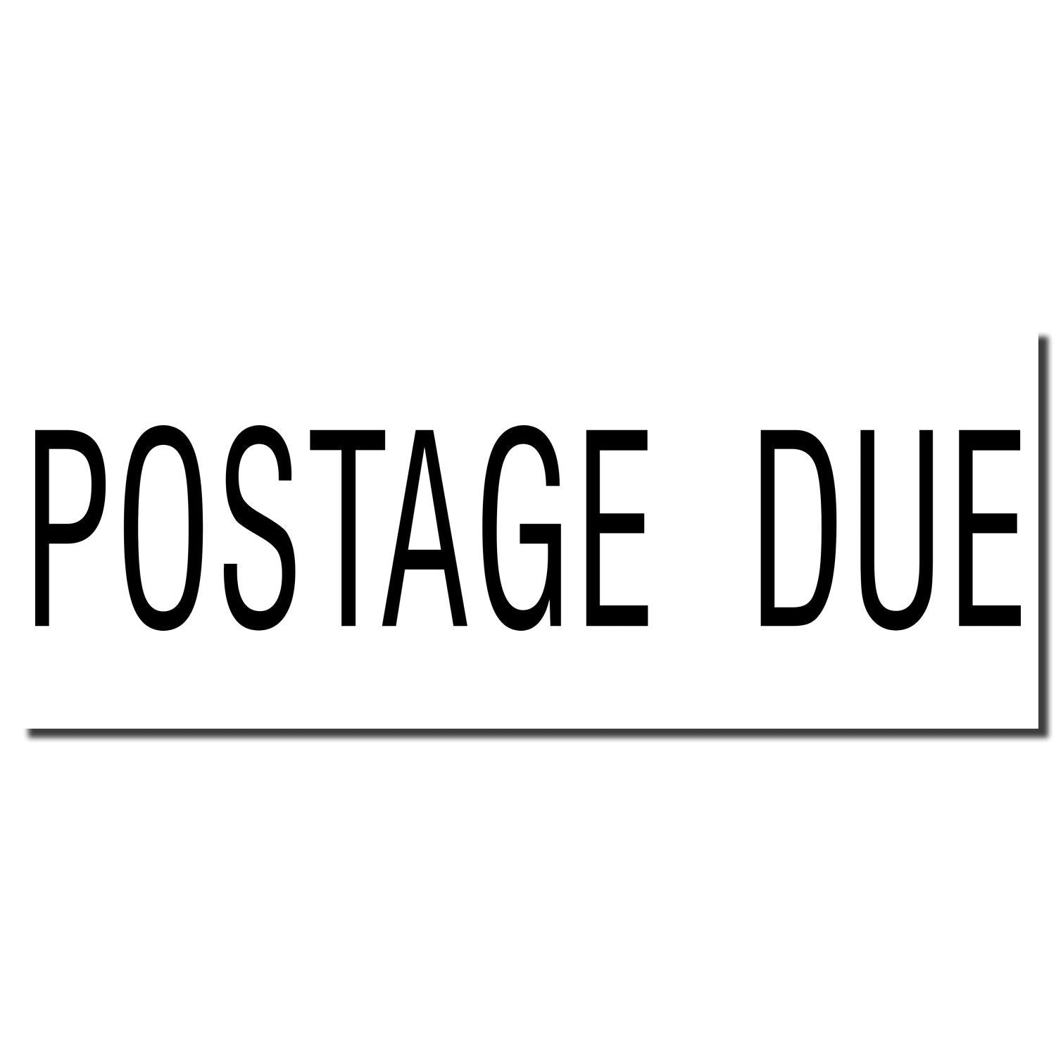 Close-up of a Postage Due stamp with bold black text on a white background.