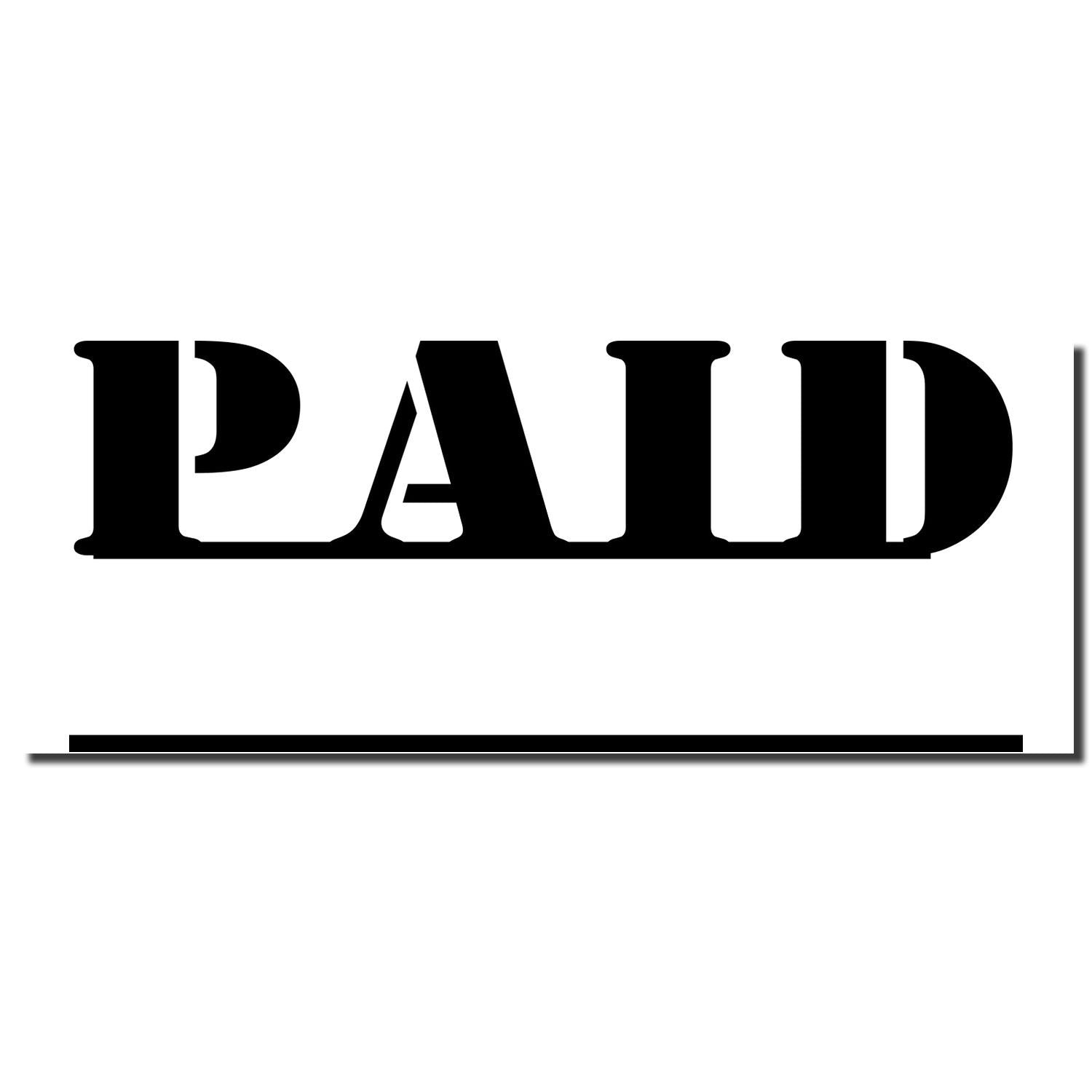 PAID payment status confirmation logo on a clean white background, indicating an account is successfully paid.