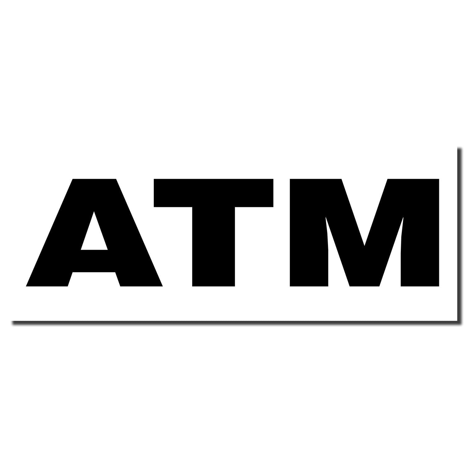 ATM signage with bold black letters on white background for identifying automated teller machine locations