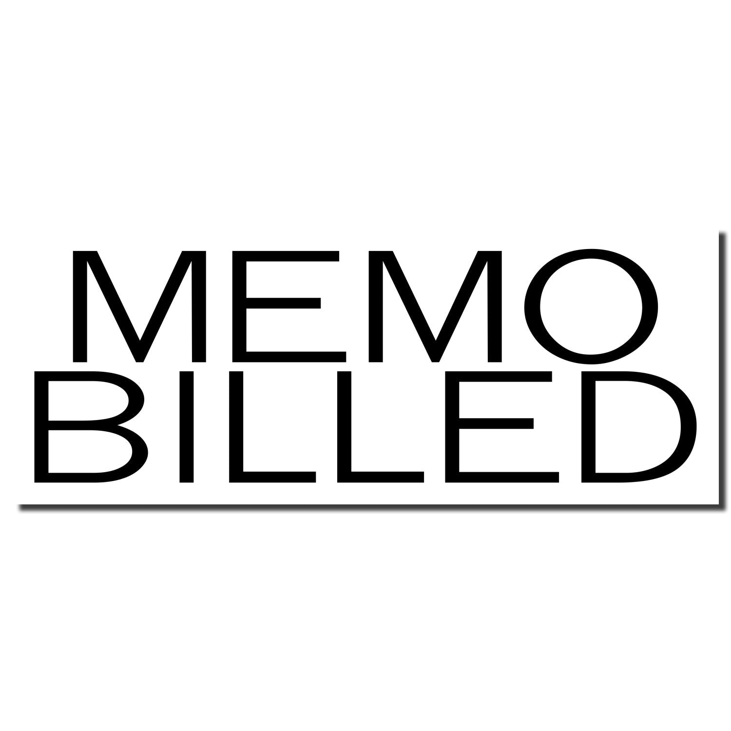 Minimalist black MEMO BILLED logo text on a white background.