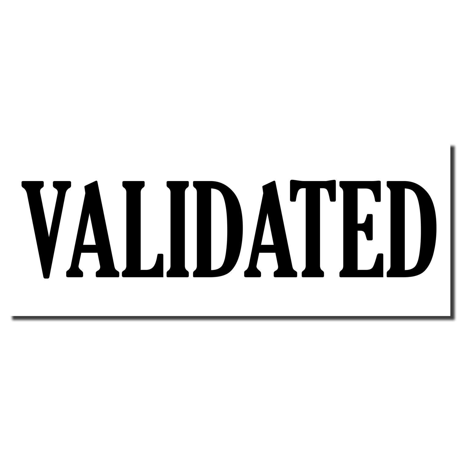 Black VALIDATED stamp on a white background, approval and verification concept icon.