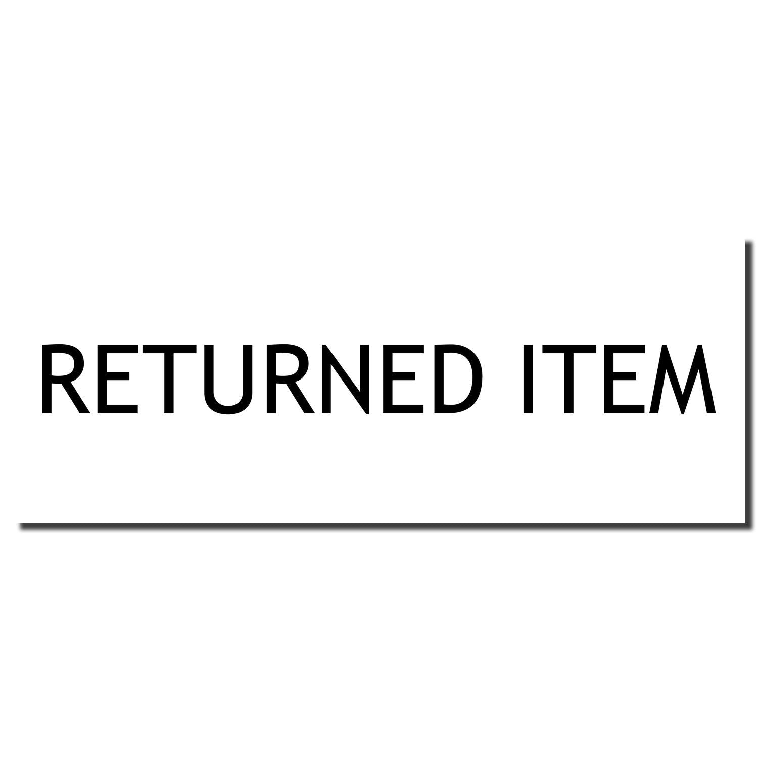 Returned item text on a white background, simple product return label.