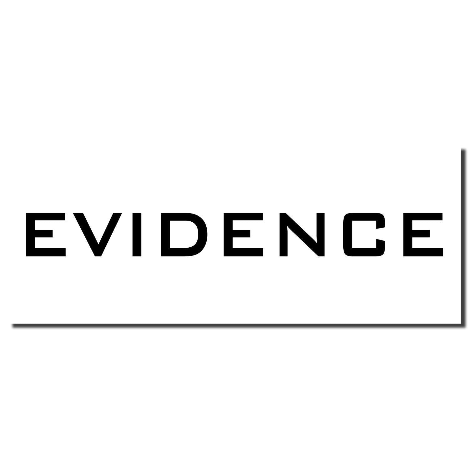 Bold black EVIDENCE text on a clean white background, simple minimalist typography design.