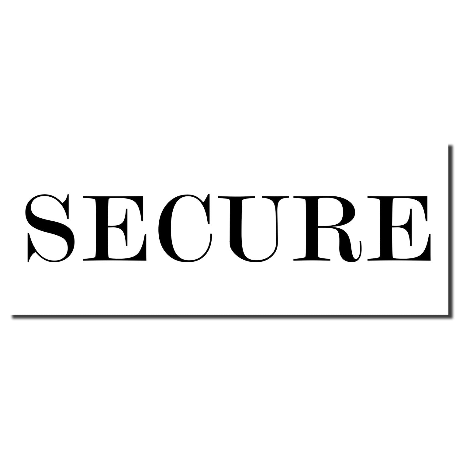 Bold black SECURE typography on a white background, minimalist security concept design.