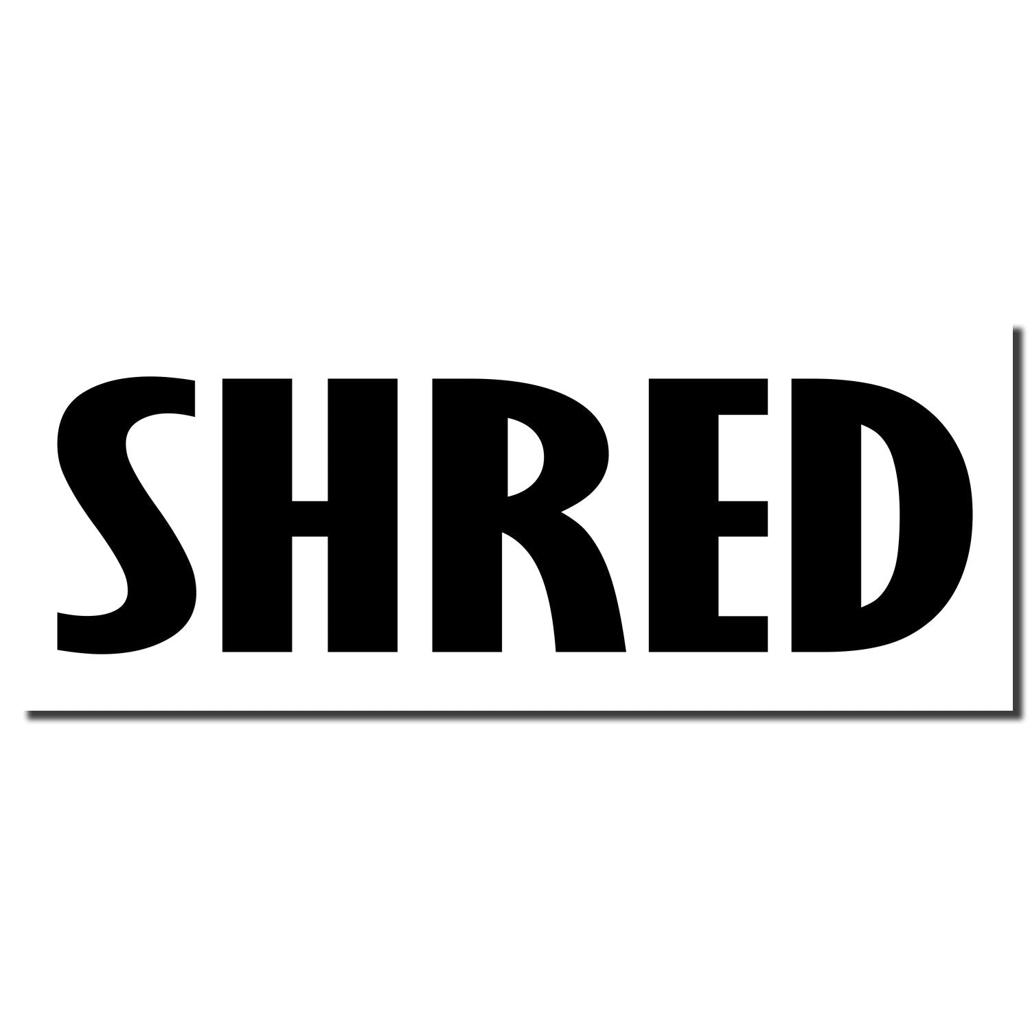 Bold black SHRED text on a white background, minimalist typography design.