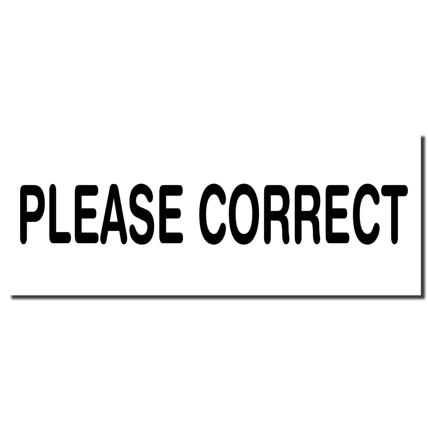 Bold black Please Correct text on a white background, simple correction notice graphic.
