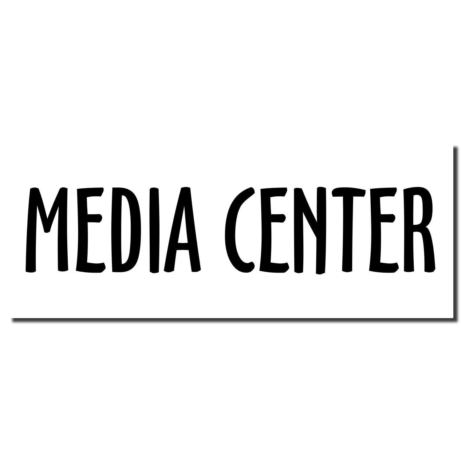 Black Media Center text on a white background, simple modern title graphic for digital media and communication.