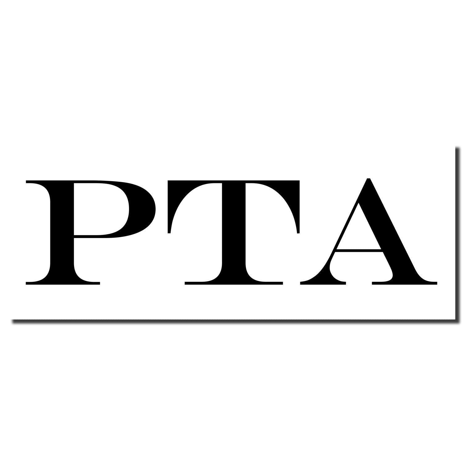 Black PTA logo typography on a white background with bold serif letters.