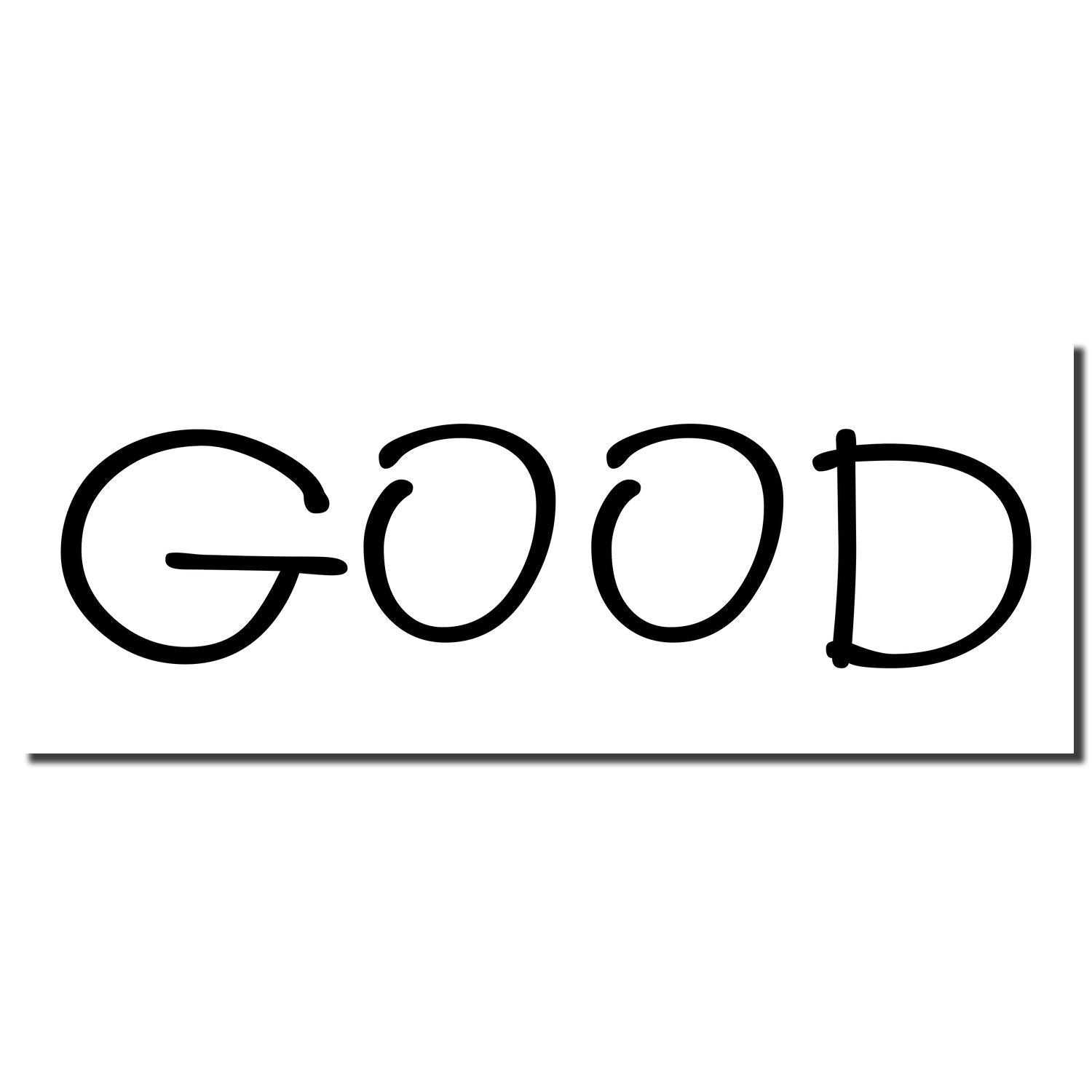 Stylized black GOOD text on a white background, minimalist typography design.