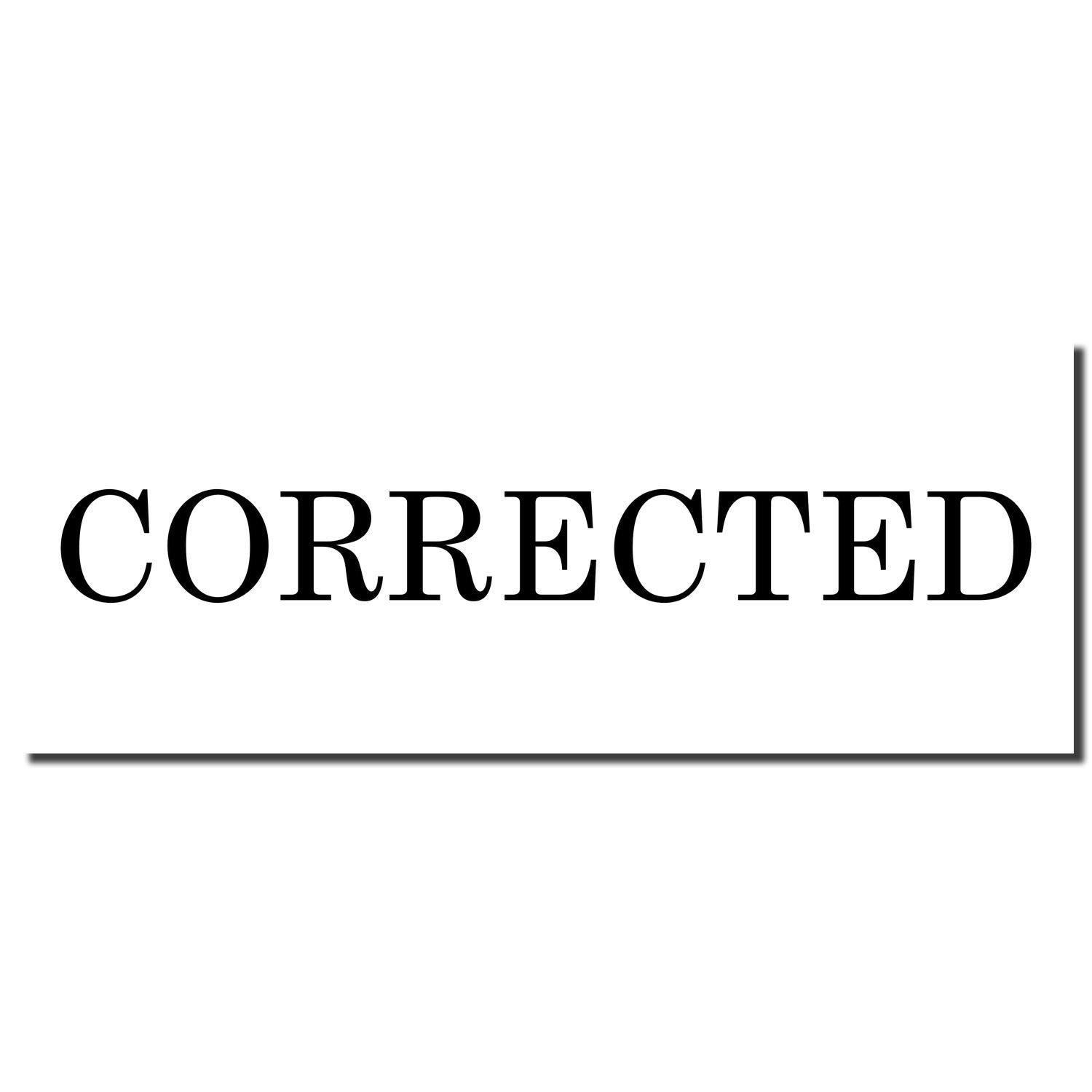 Bold black CORRECTED stamp on white background, indicating a revised or edited document.