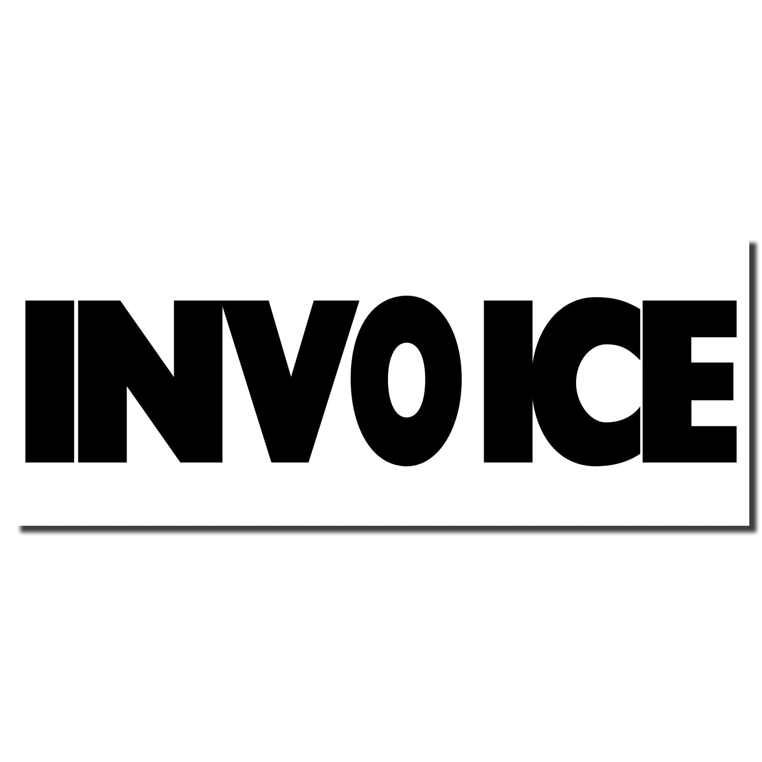 INVOICE document branding: bold black INVOICE text on white background for billing and payment records.