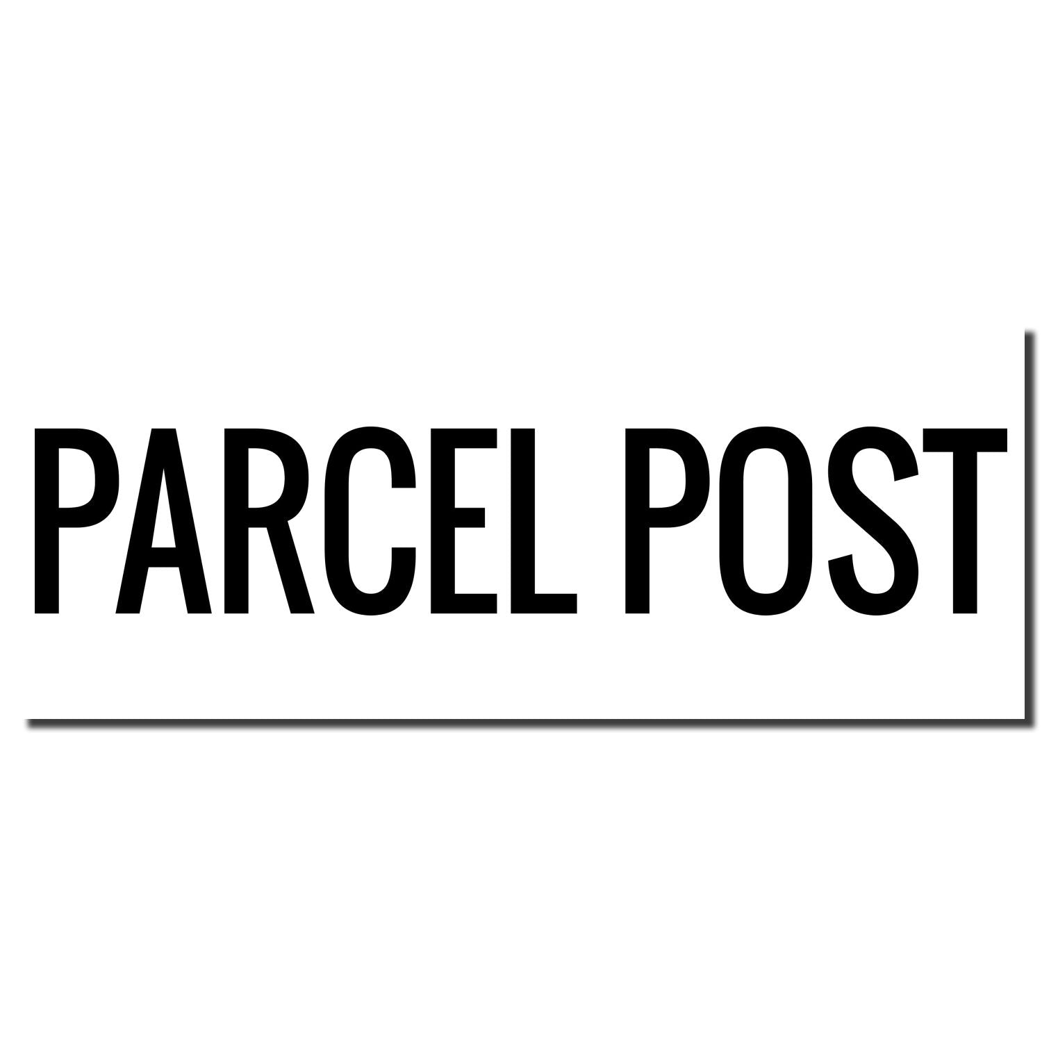 Parcel post service text PARCEL POST in bold black letters on white background, indicating package shipping.