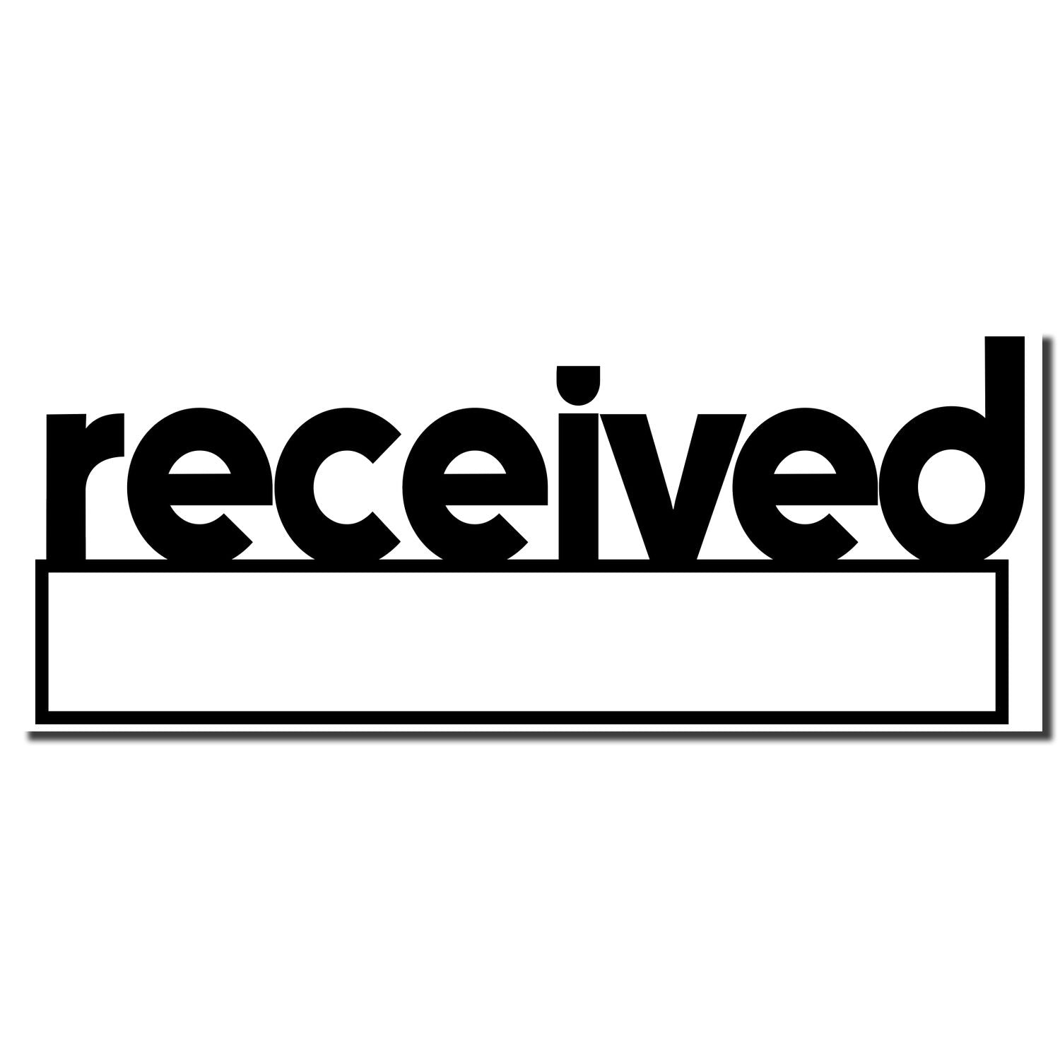 Black received stamp graphic with blank rectangular label space on a white background.