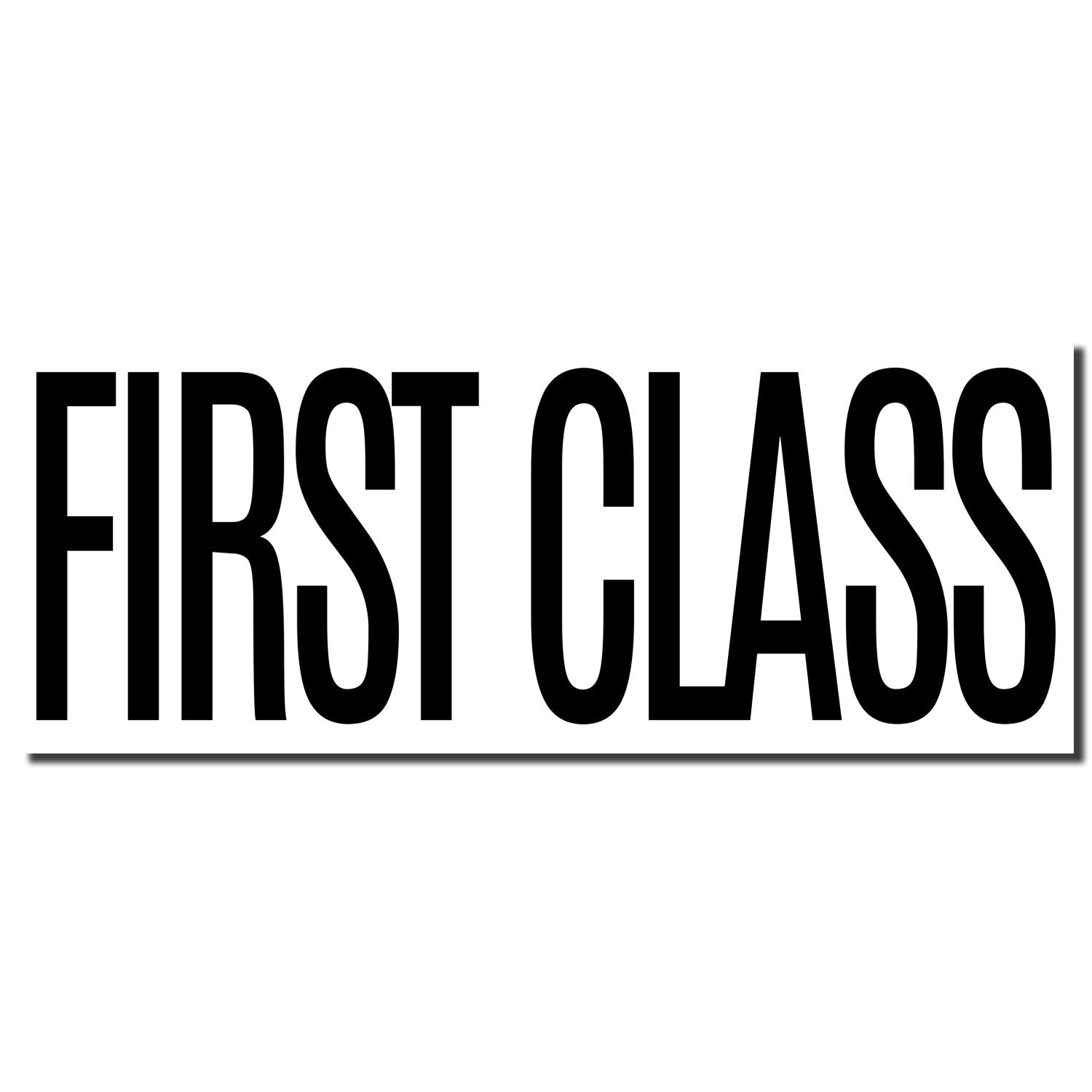 Bold black FIRST CLASS text logo on a white background, emphasizing branding typography and style.
