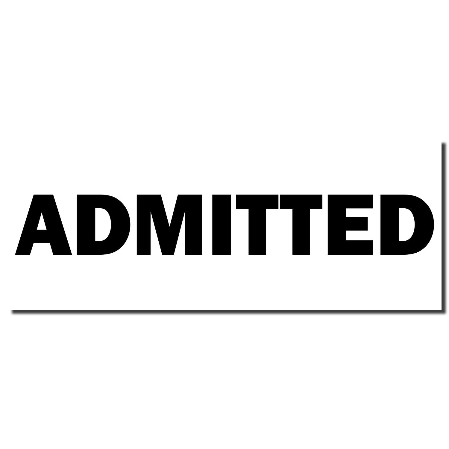Bold black ADMITTED text on a white background, isolated typography graphic.