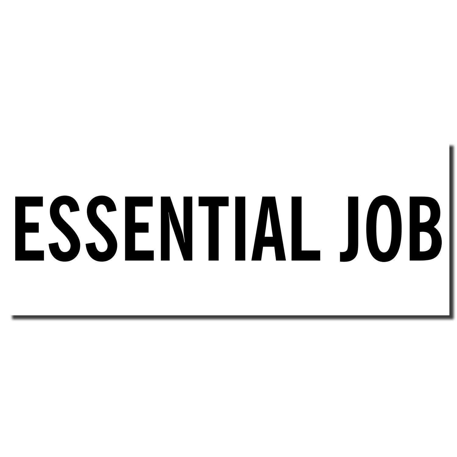 Essential job text in bold black letters on a white background with a clean minimalist design.