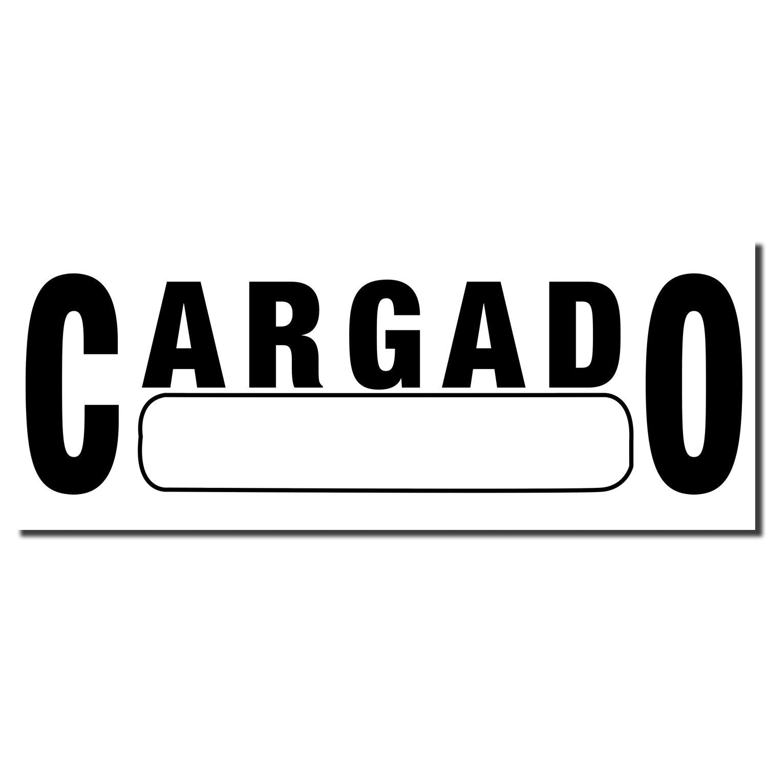 Bold black CARGADO text logo on white background with a blank rounded rectangle.