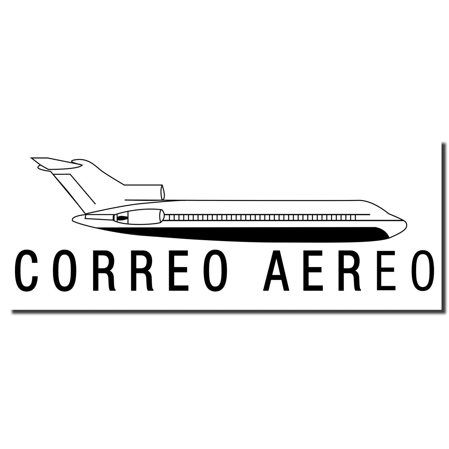 Correo Areo logo with airplane illustration and text, representing fast air mail and shipping services for packages and cargo.