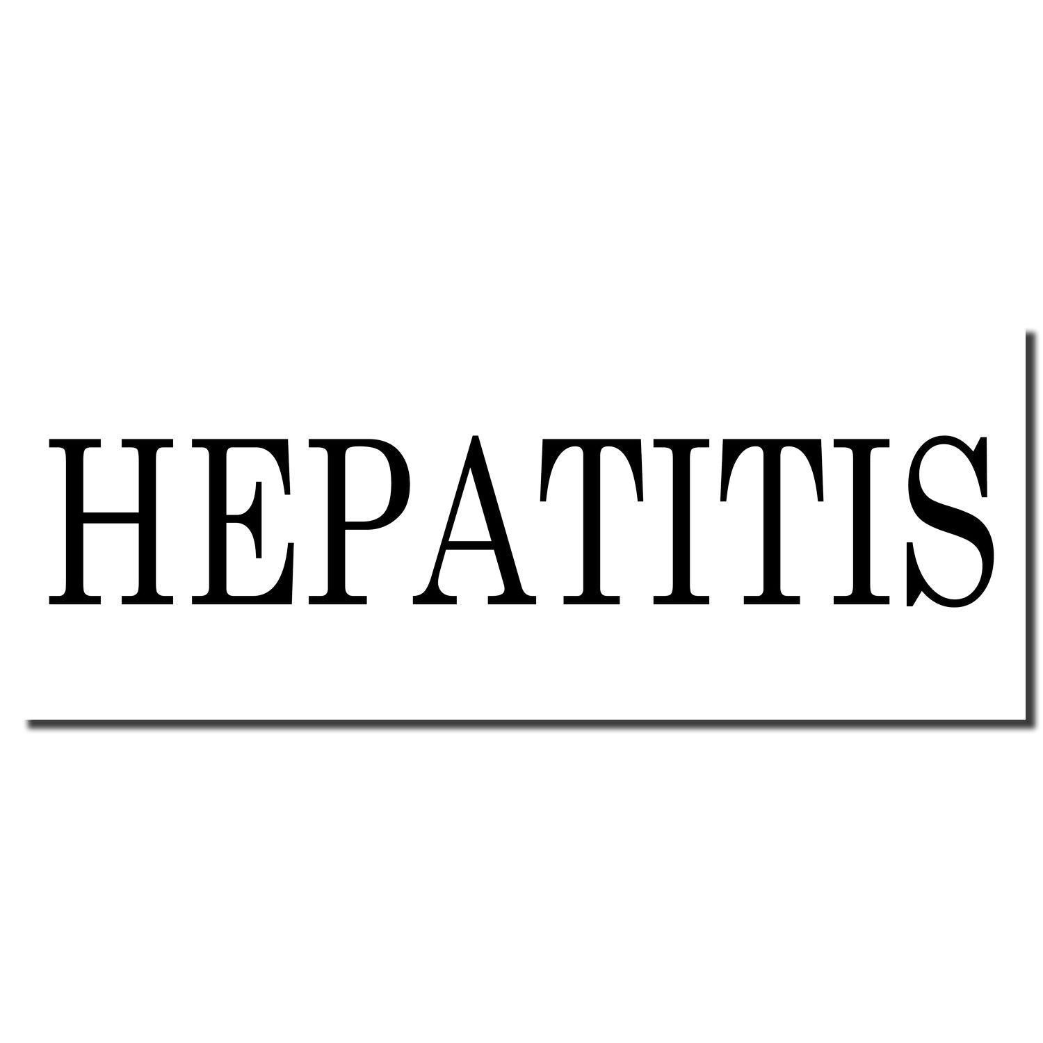 Hepatitis health awareness graphic with large black HEPATITIS text on white background for liver disease education and prevention messaging.