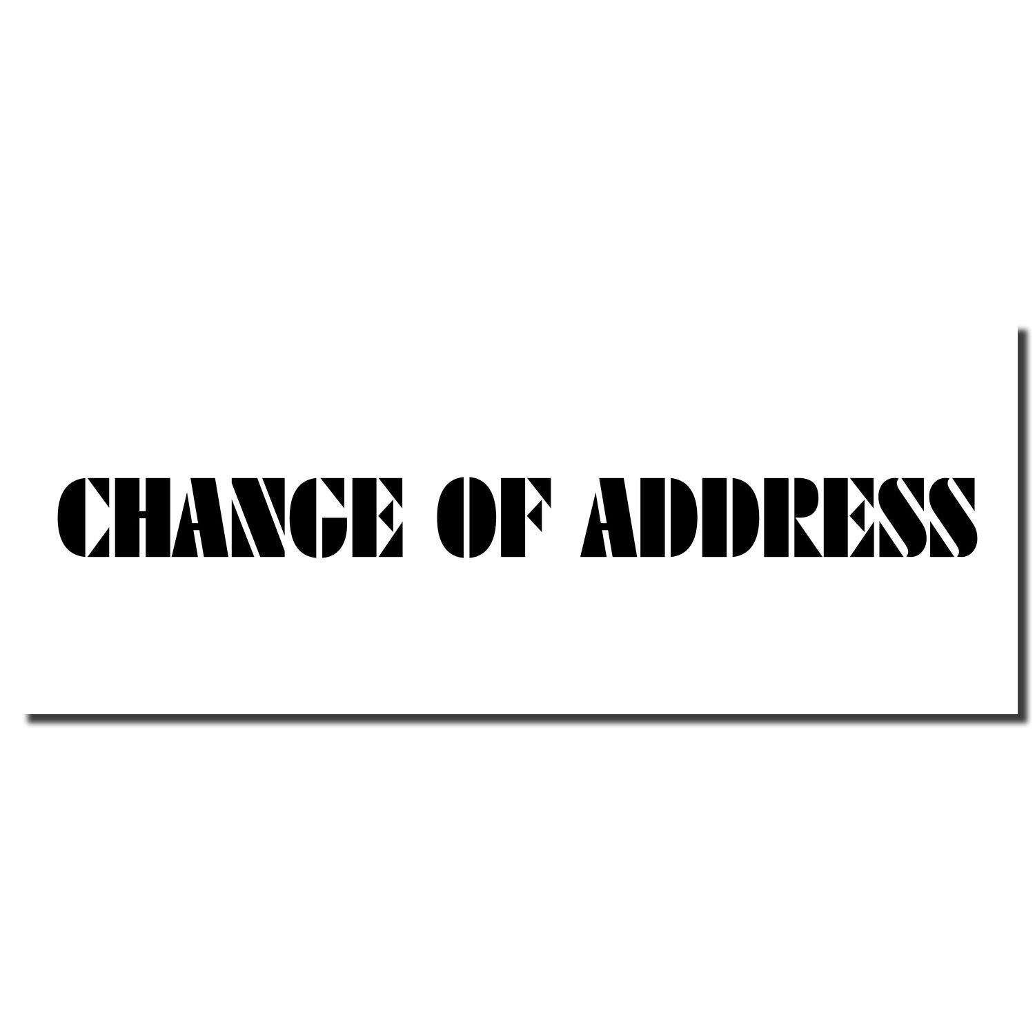 Change of address typography banner indicating an address update notice for relocation or mailing address changes.
