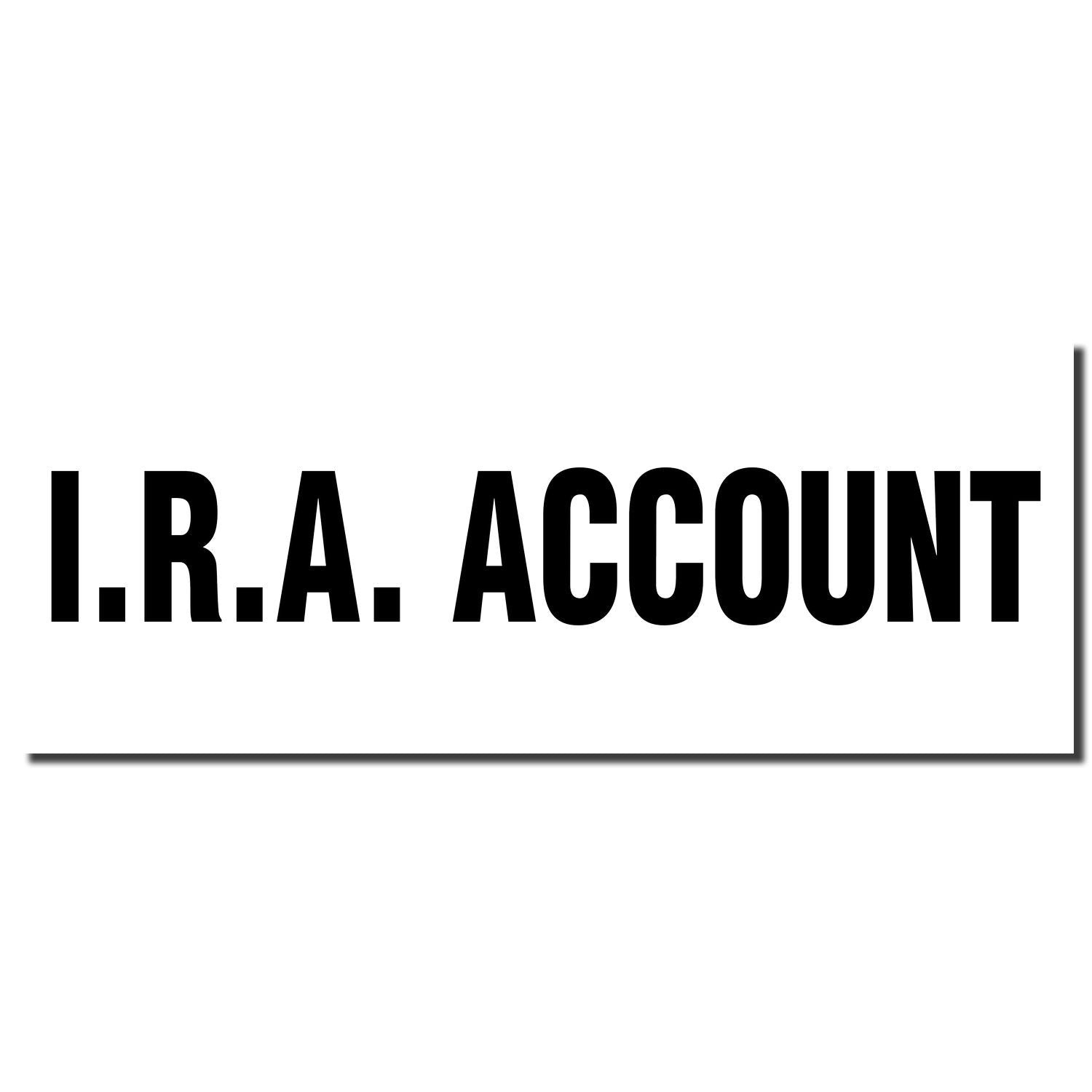 I.R.A. ACCOUNT logo in bold black type on white background, brand identity for I.R.A. account services.