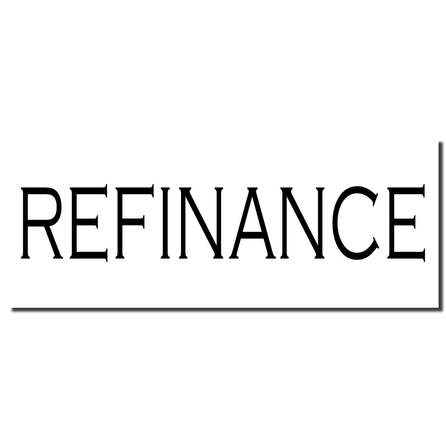 REFINANCE wordmark in bold black letters on white background, representing refinancing loan offers and financial services online.