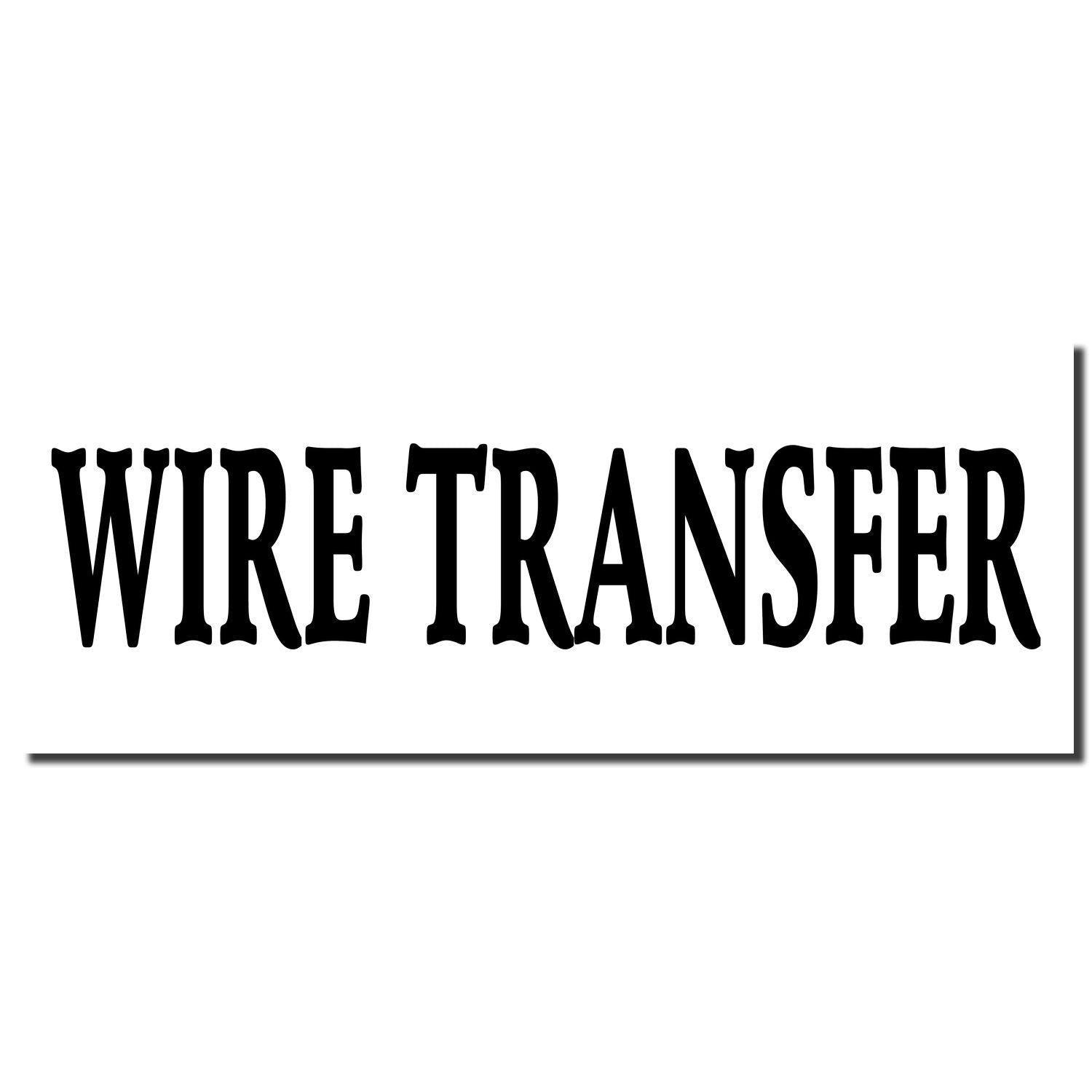 Wire transfer text graphic for banking payments, highlighting secure money transfer instructions and transfer service branding