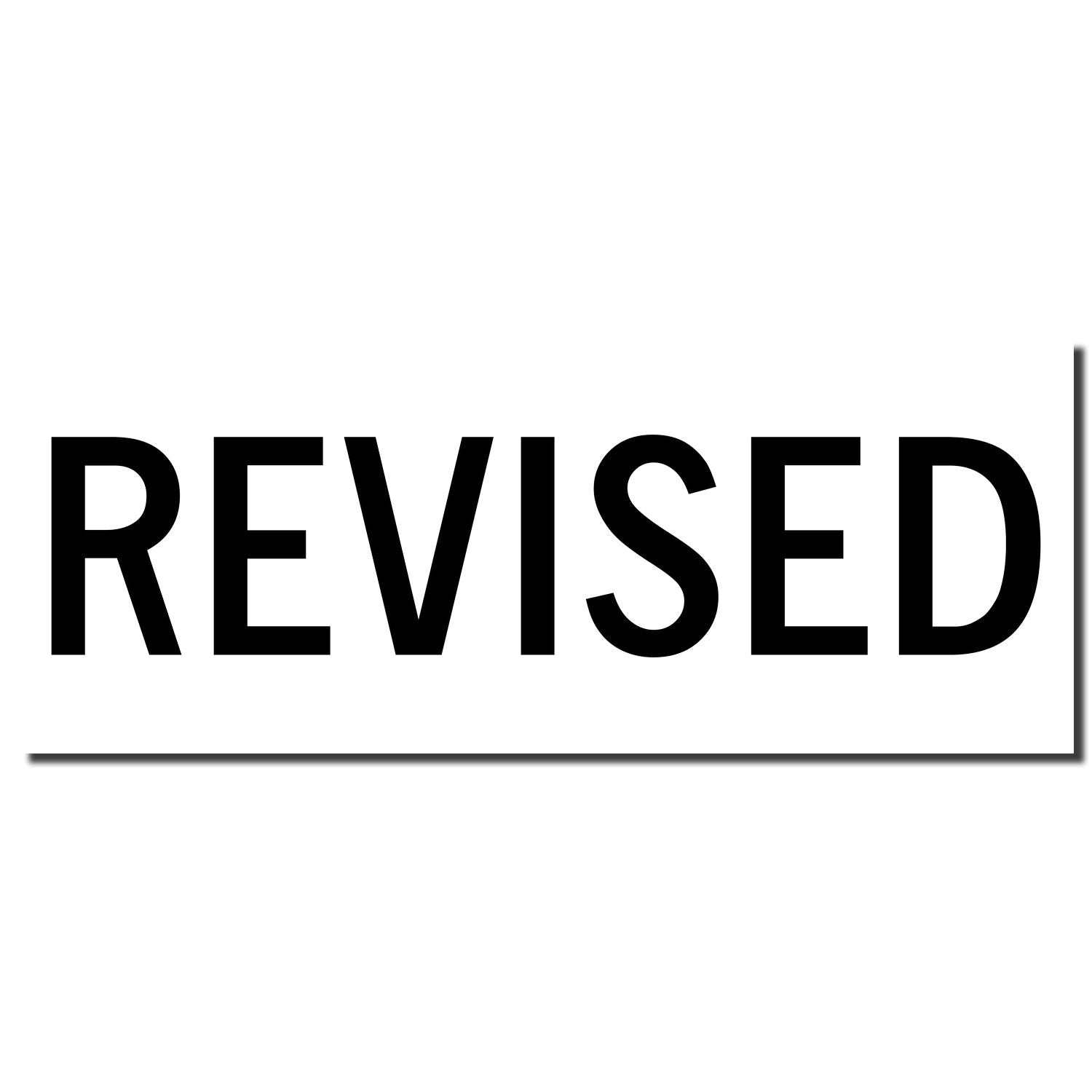 Revised stamp graphic showing REVISED in bold black text, used to mark updated documents or project changes.