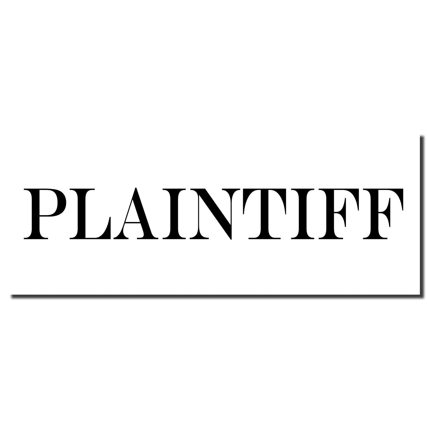 Plaintiff legal term in stylized typography on white background for court case documents