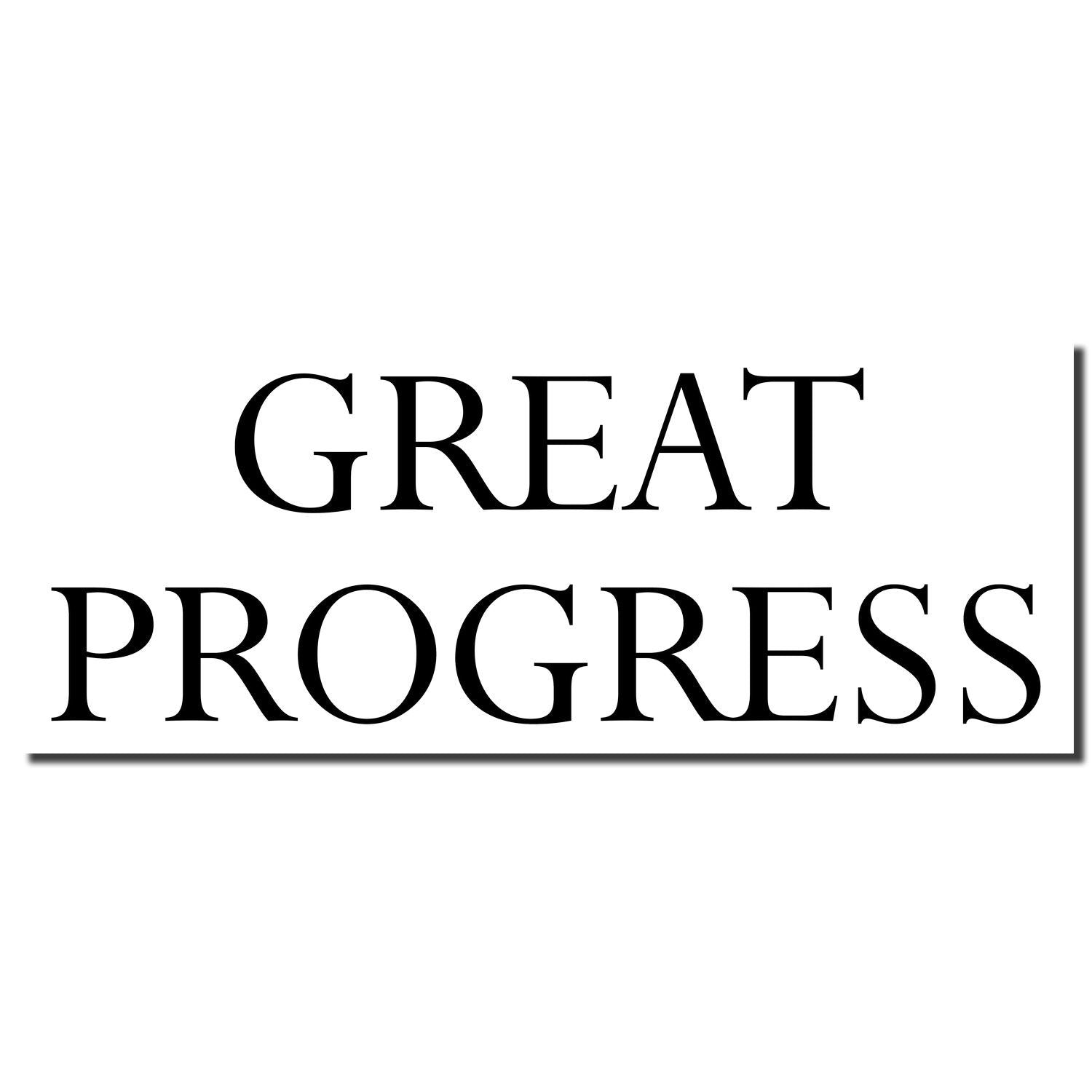 Great Progress motivational typography logo reading GREAT and PROGRESS in bold black letters on a white background.