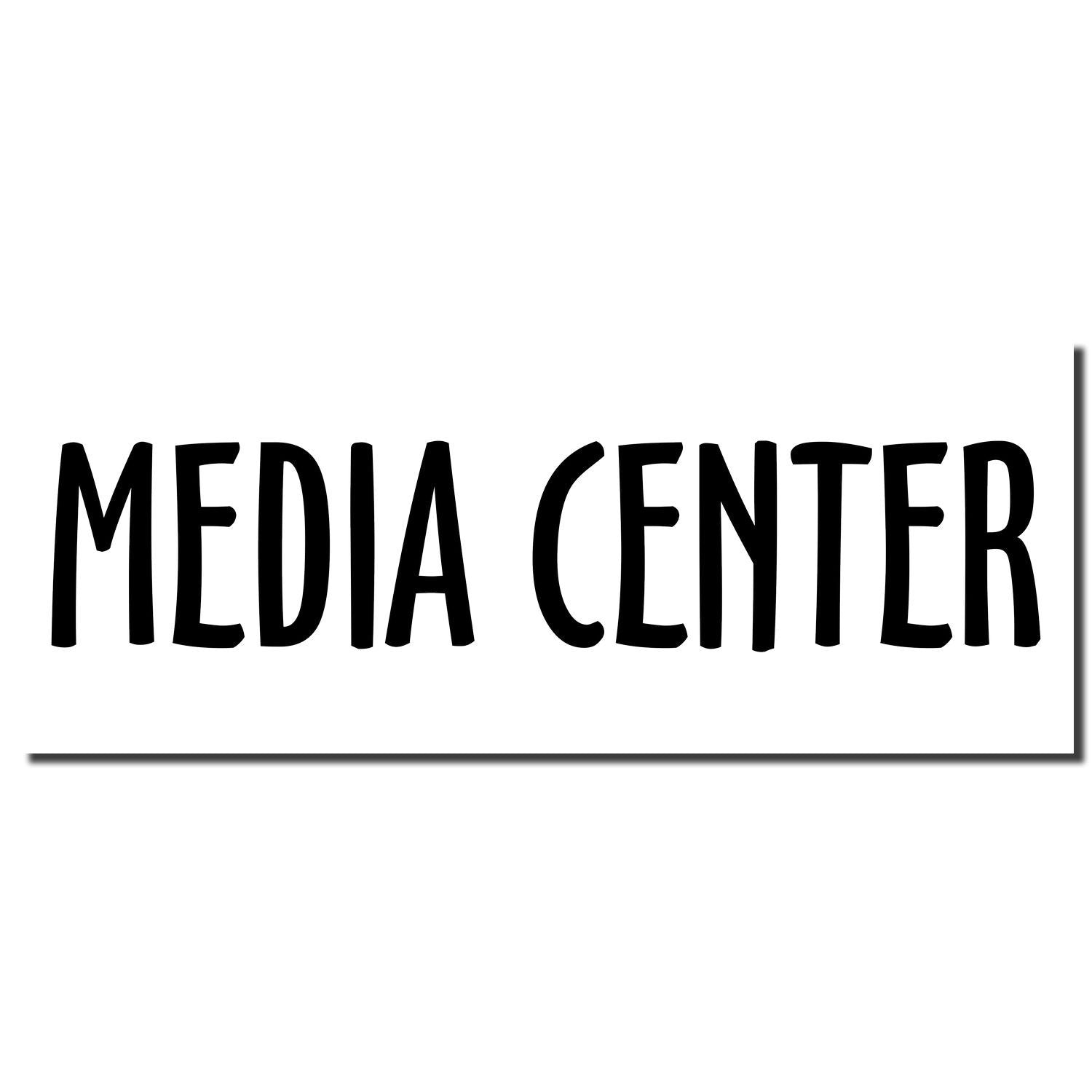 MEDIA CENTER logo text on a white background, branding for a media services center.