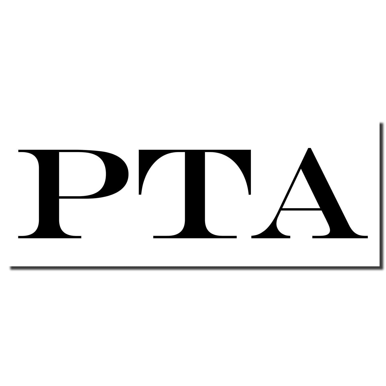 PTA logo image with bold black serif letters on white background, representing PTA organization branding and identity.