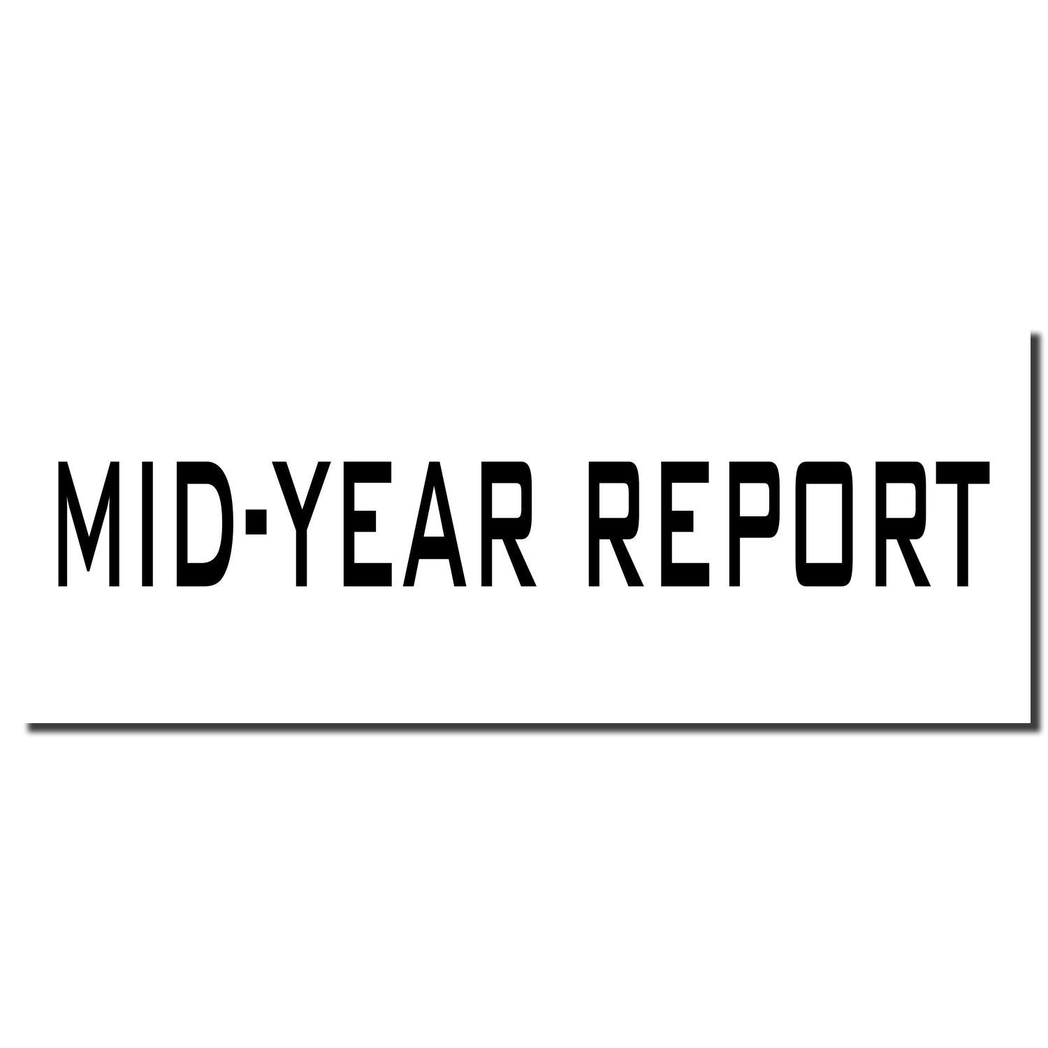 MID-YEAR REPORT title card with bold typography on white background for business update presentation