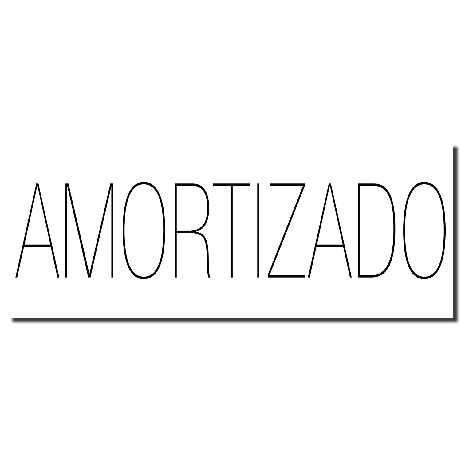 Minimalist black AMORTIZADO typography on a white background.