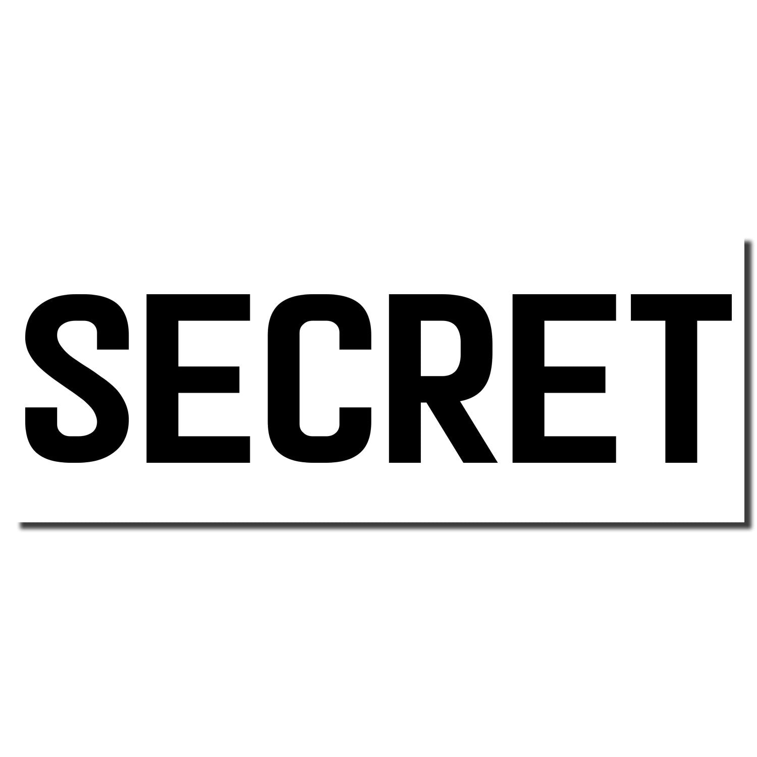 Bold black SECRET text on a white background, minimalist typography design.