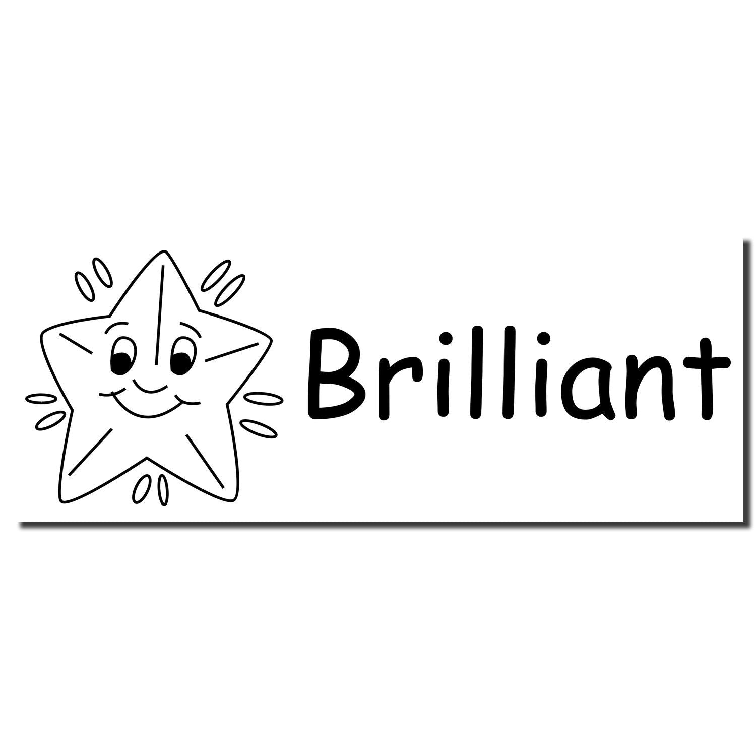 Cute smiling star illustration with the word Brilliant in bold black text.