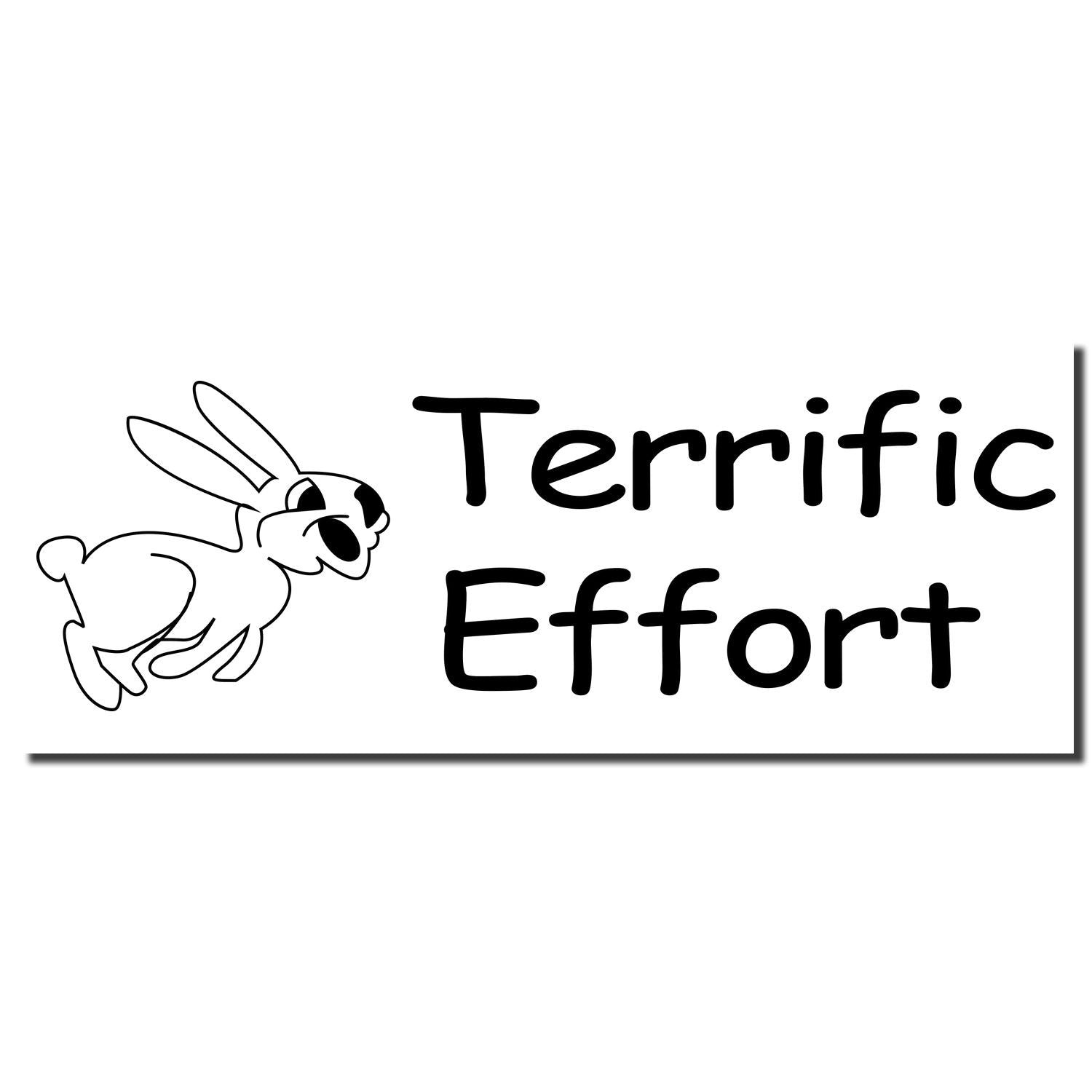 Terrific Effort logo with a jumping cartoon rabbit and bold black text on a white background.