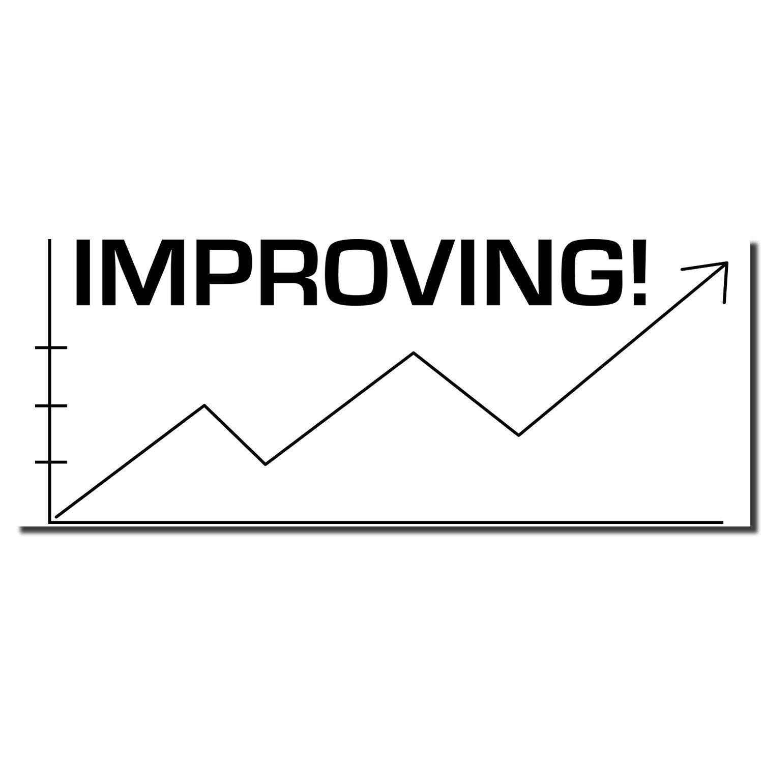 Improving performance concept graphic with upward line chart and arrow, bold 'IMPROVING!' headline for business growth and progress.