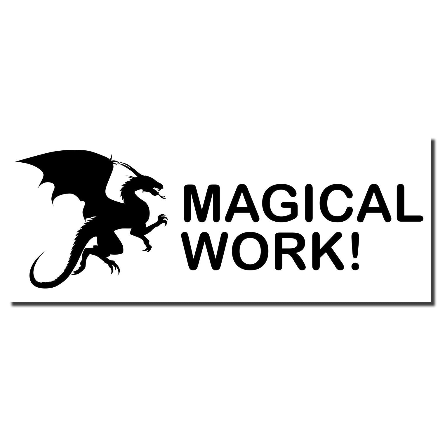 Black dragon silhouette logo with the text MAGICAL WORK! on a white background.