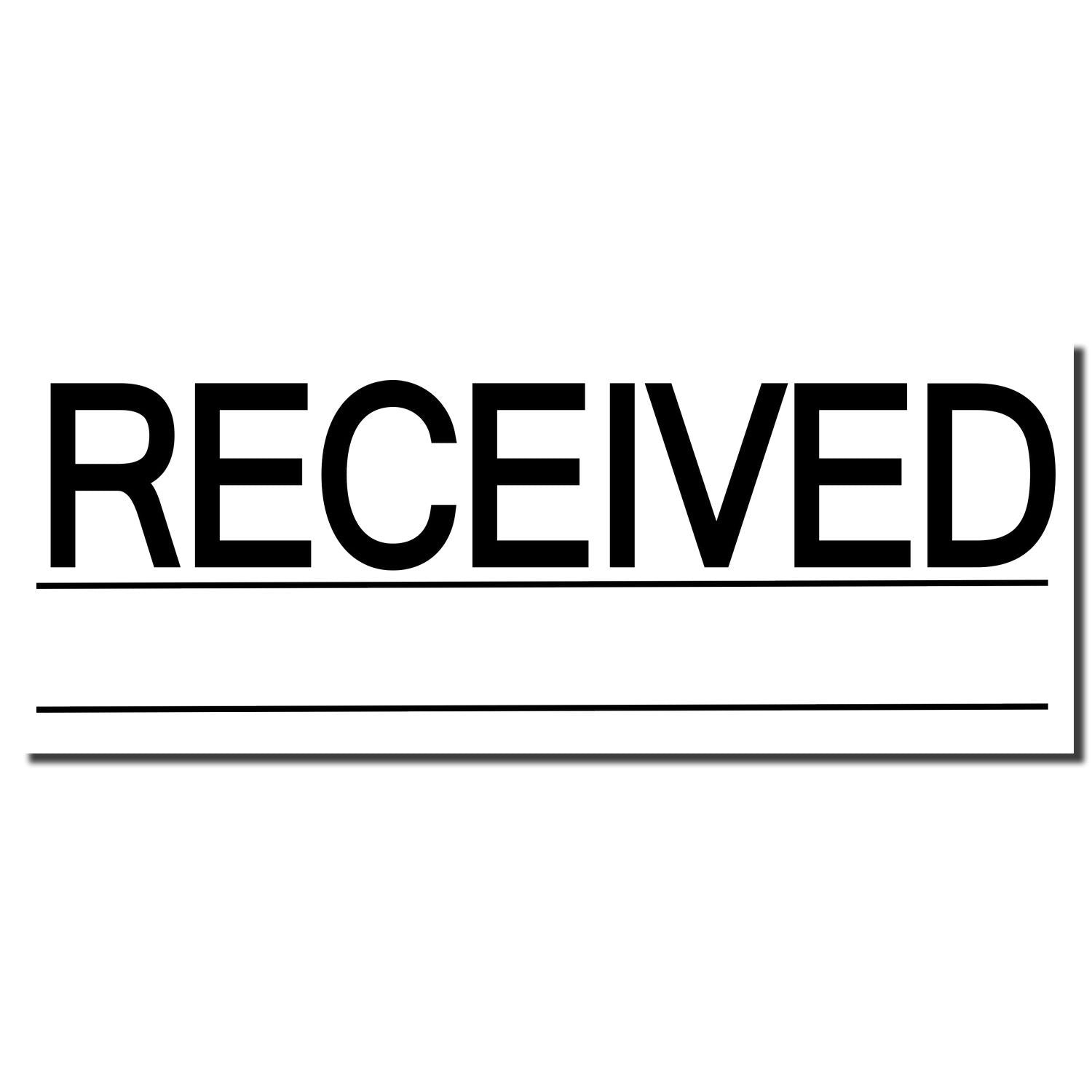Black stamp-style text RECEIVED on a white background, used for delivery confirmation on mail, parcels, or documents.